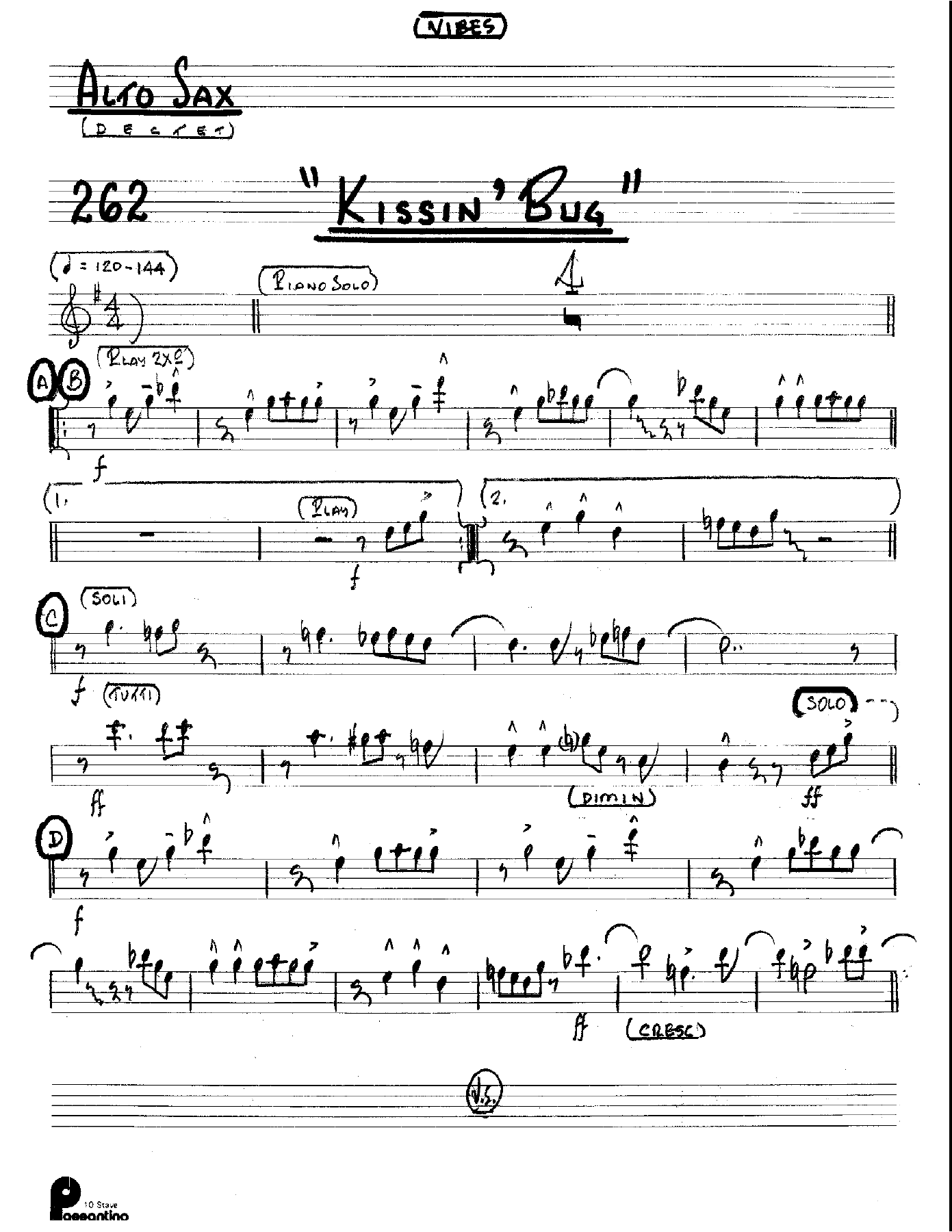 Kissin' Bug (Kenton Dectet #262) 3214 Vibes Opt — sheet music preview
