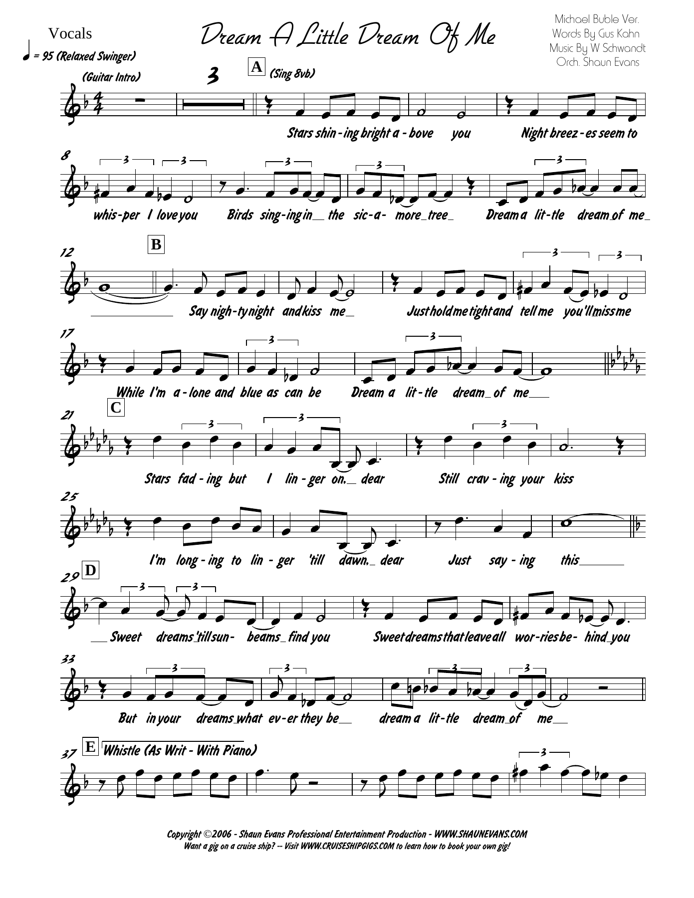 Dream A Little Dream — sheet music cover (first page)
