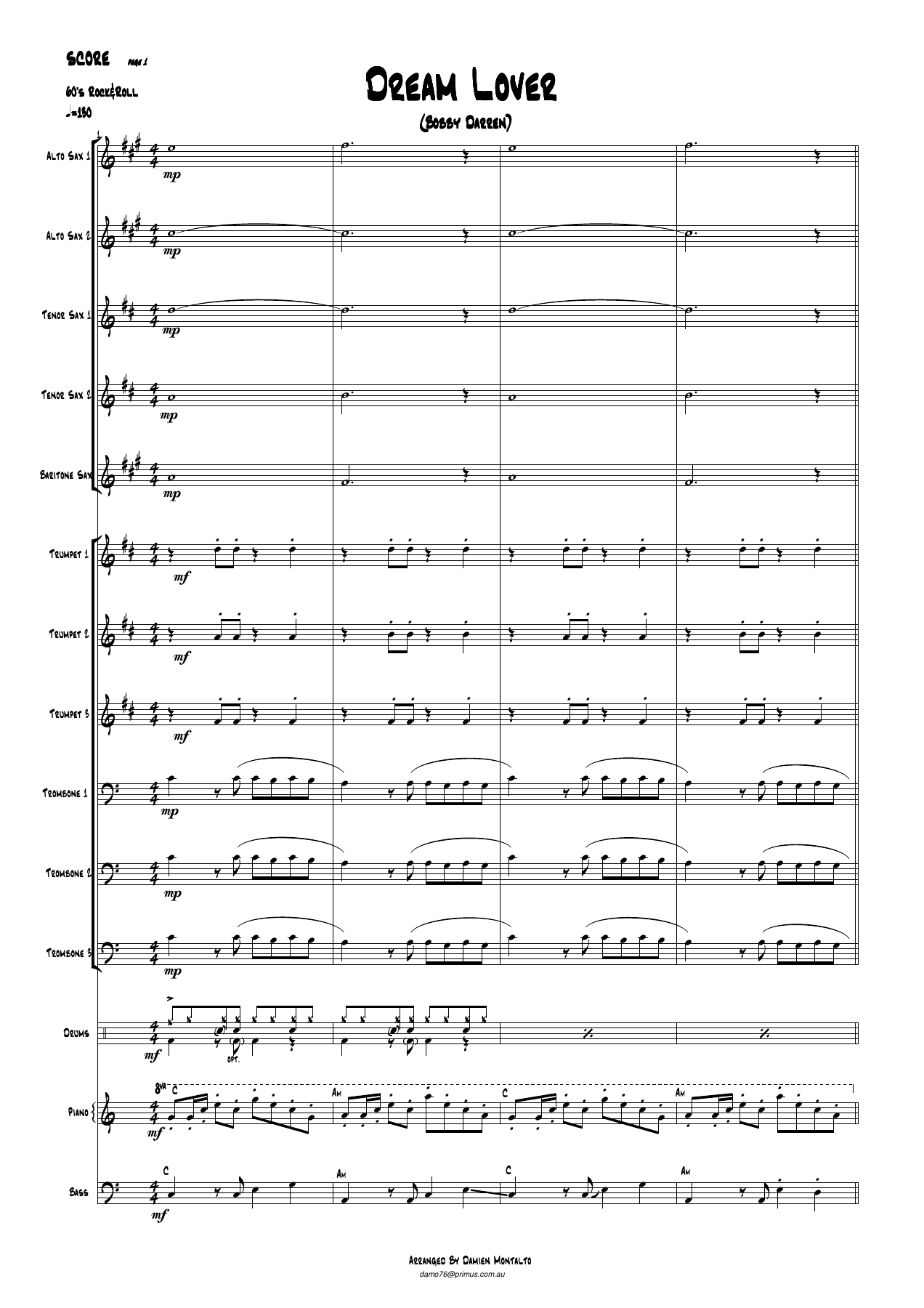 Dream Lover — sheet music cover (first page)