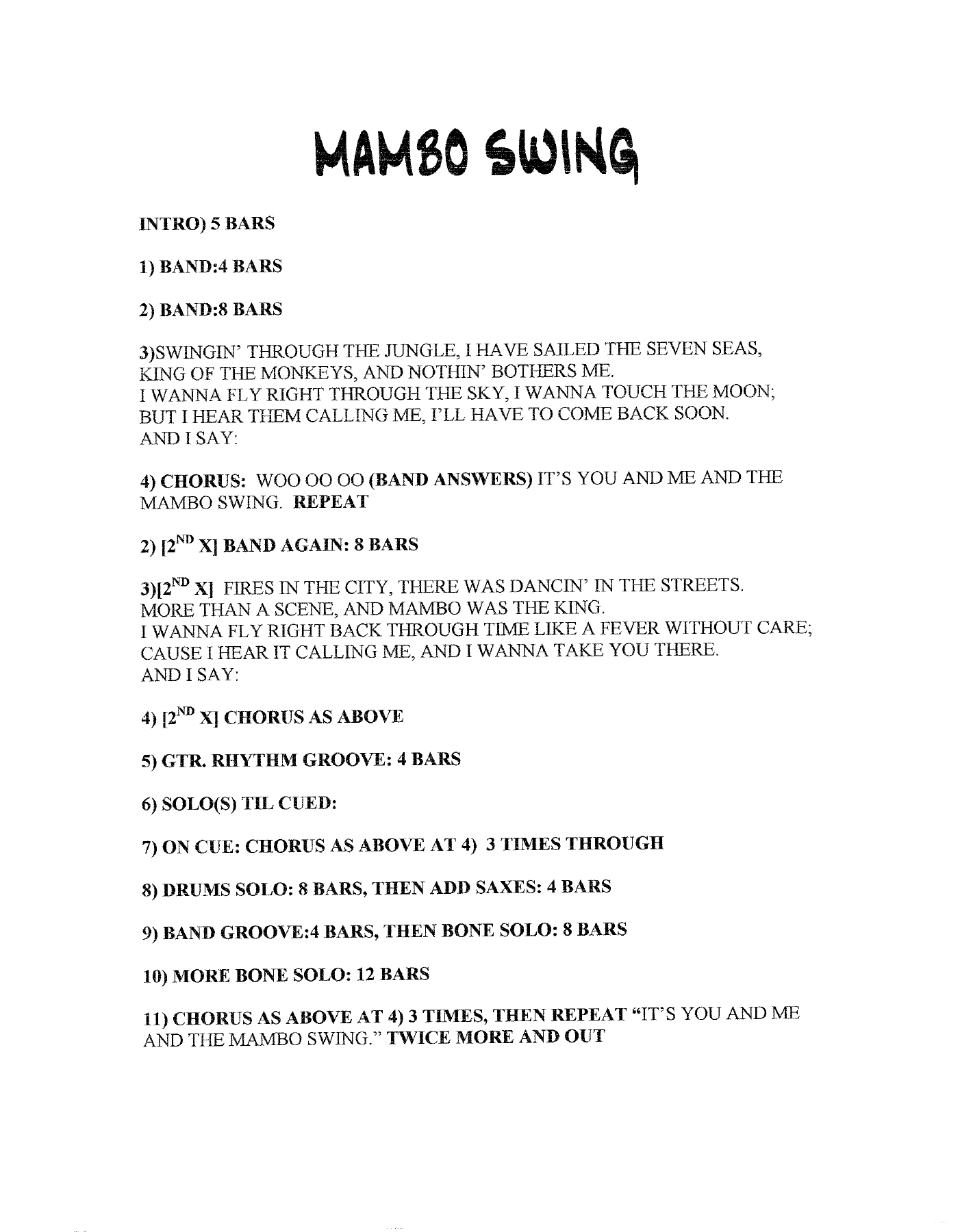 Mambo Swing — sheet music cover (first page)