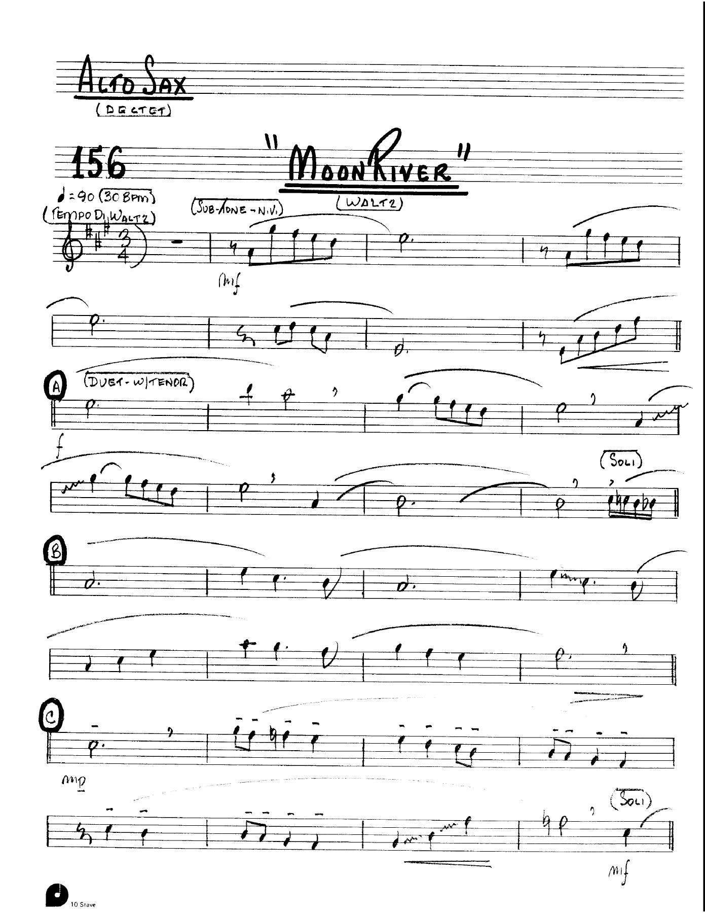 Moon River (Kenton Dectet #156) 3213 — Small Ensemble sheet music arranged by Stan Kenton Dected 176 | Jazz Standard