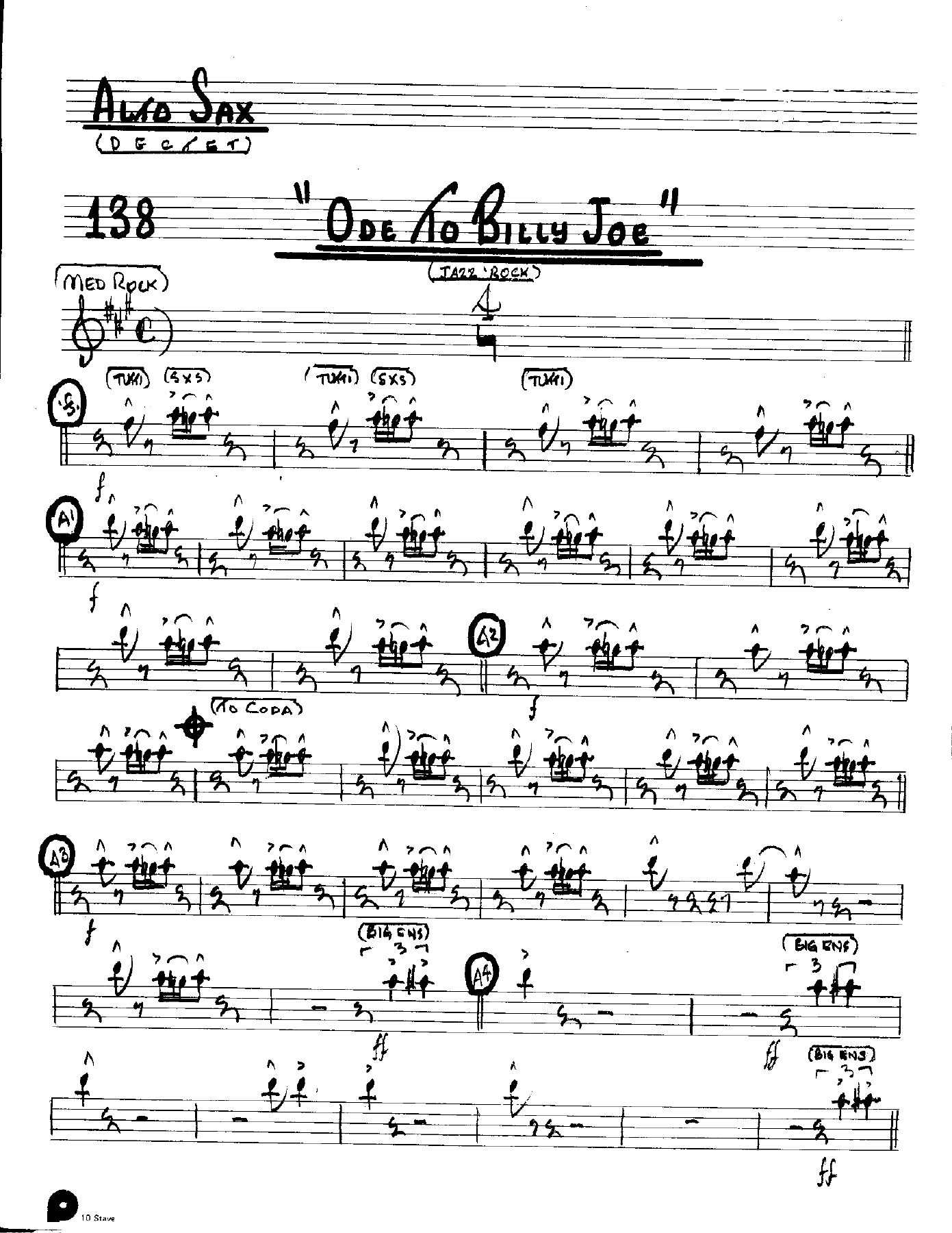 Ode To Billy Joe (Kenton Dectet #138) 3213 — sheet music preview