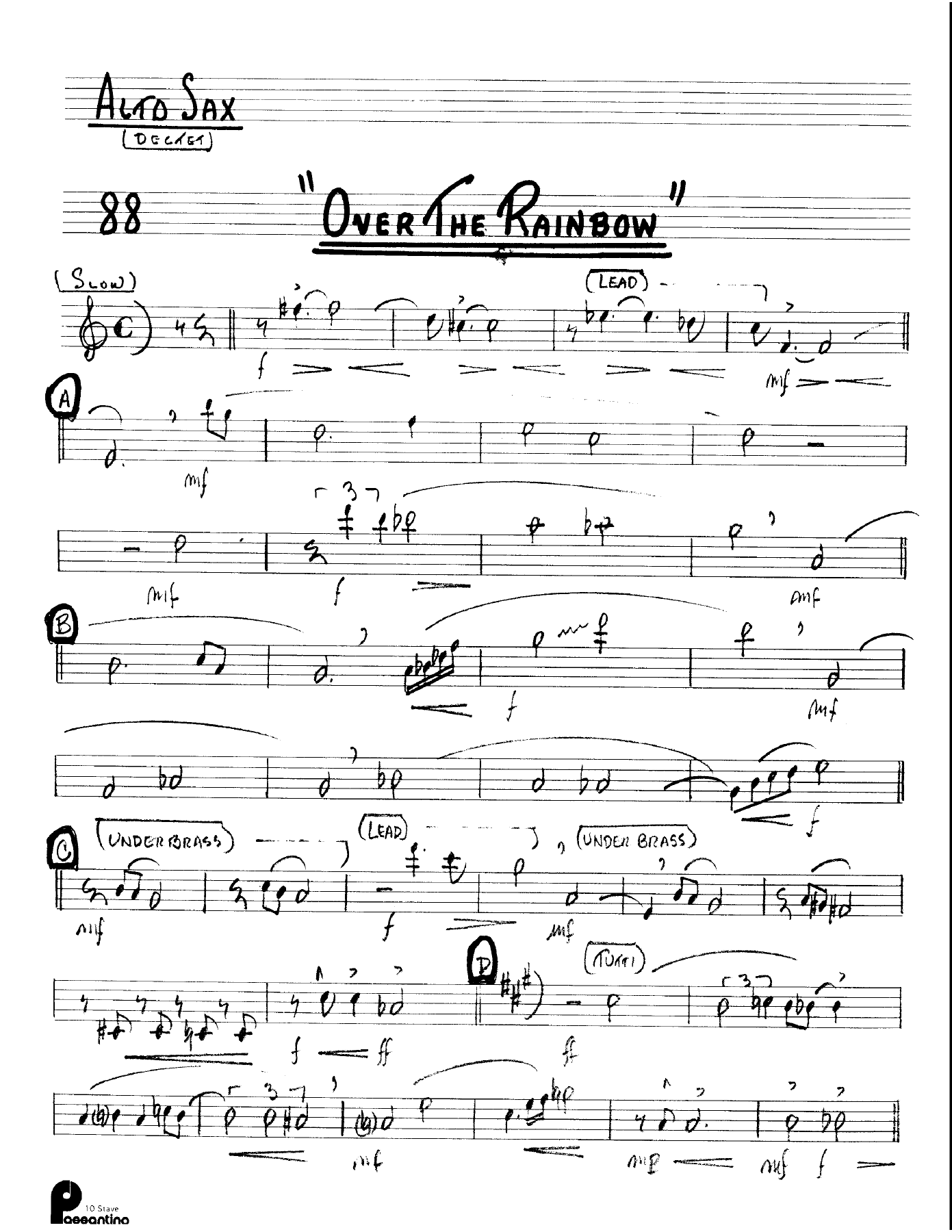 Over The Rainbow (Kenton Dectet #088) 3214 — Small Ensemble sheet music arranged by Stan Kenton Dected 176 | Jazz Standard