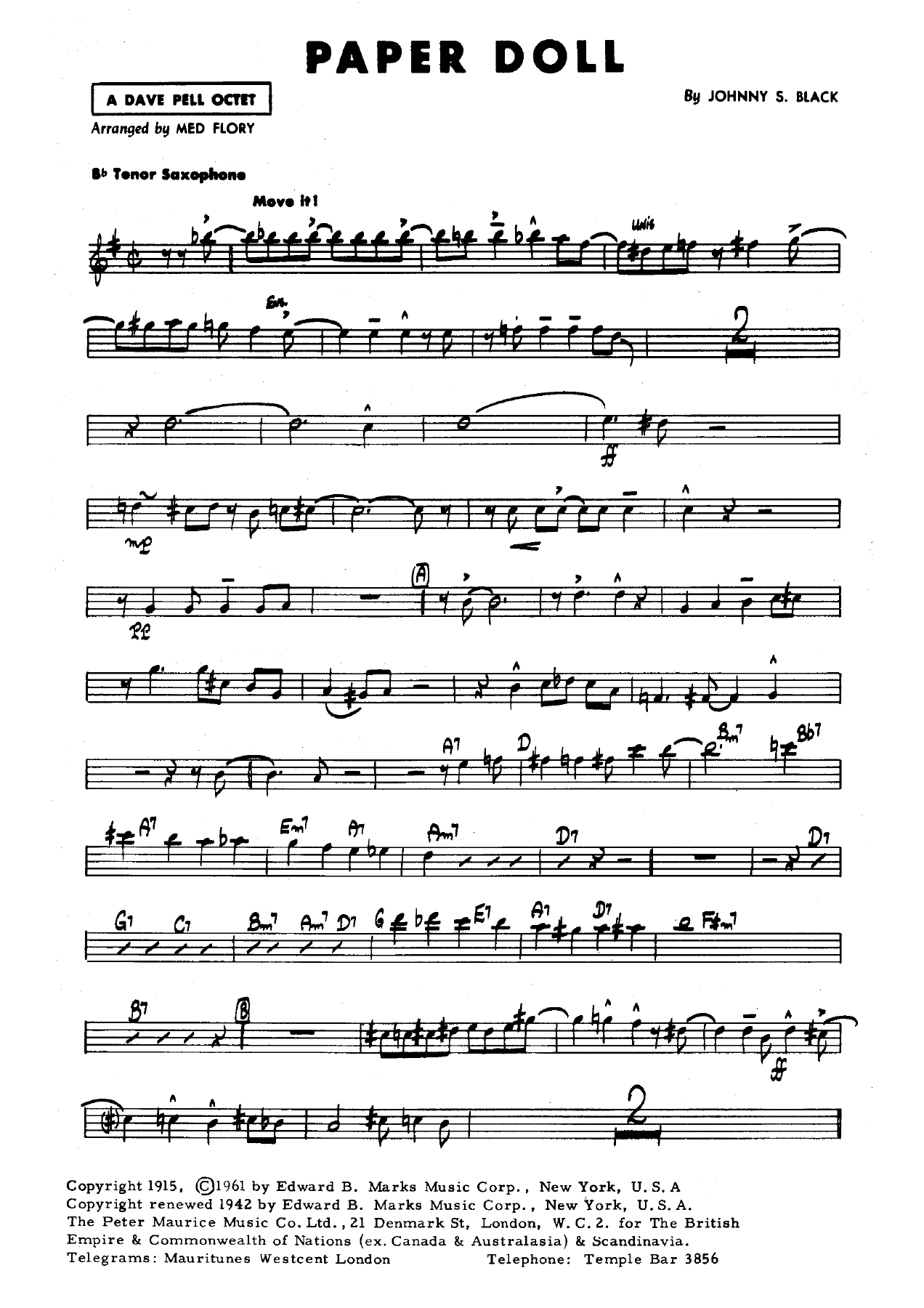 Paper Doll — sheet music preview