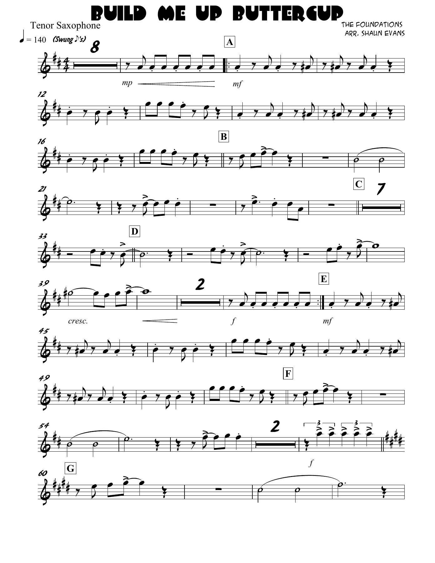 Build Me Up Buttercup — sheet music cover (first page)