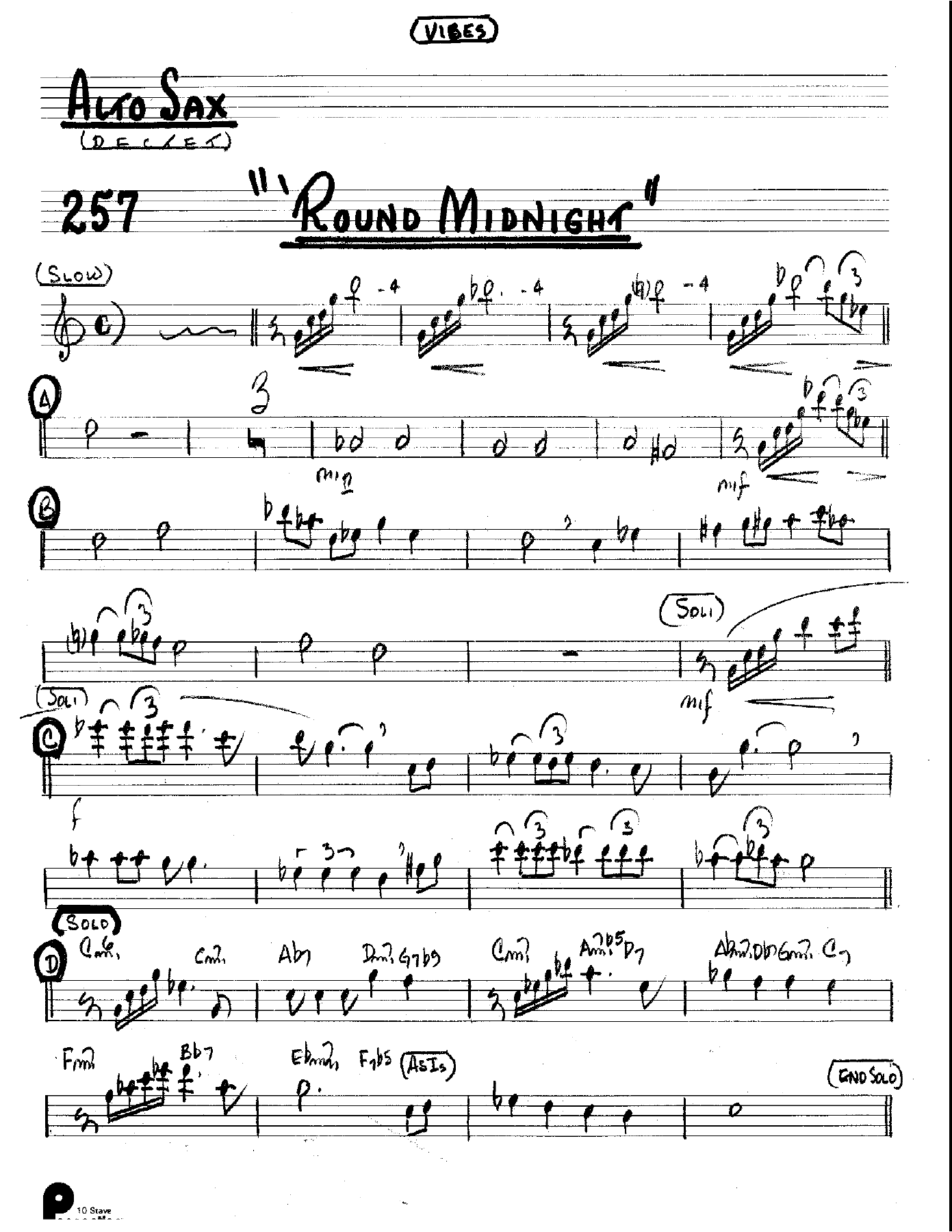 Round Midnight — sheet music cover (first page)