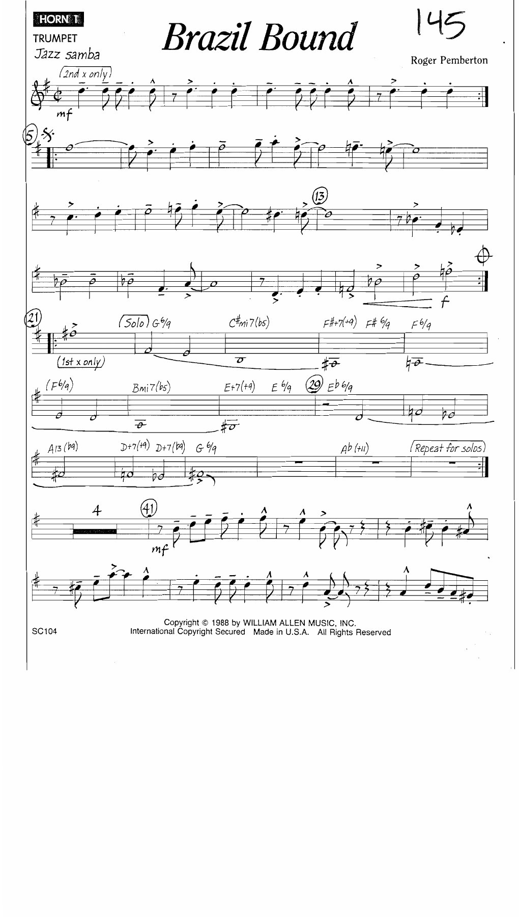 Brazil Bound — sheet music cover (first page)