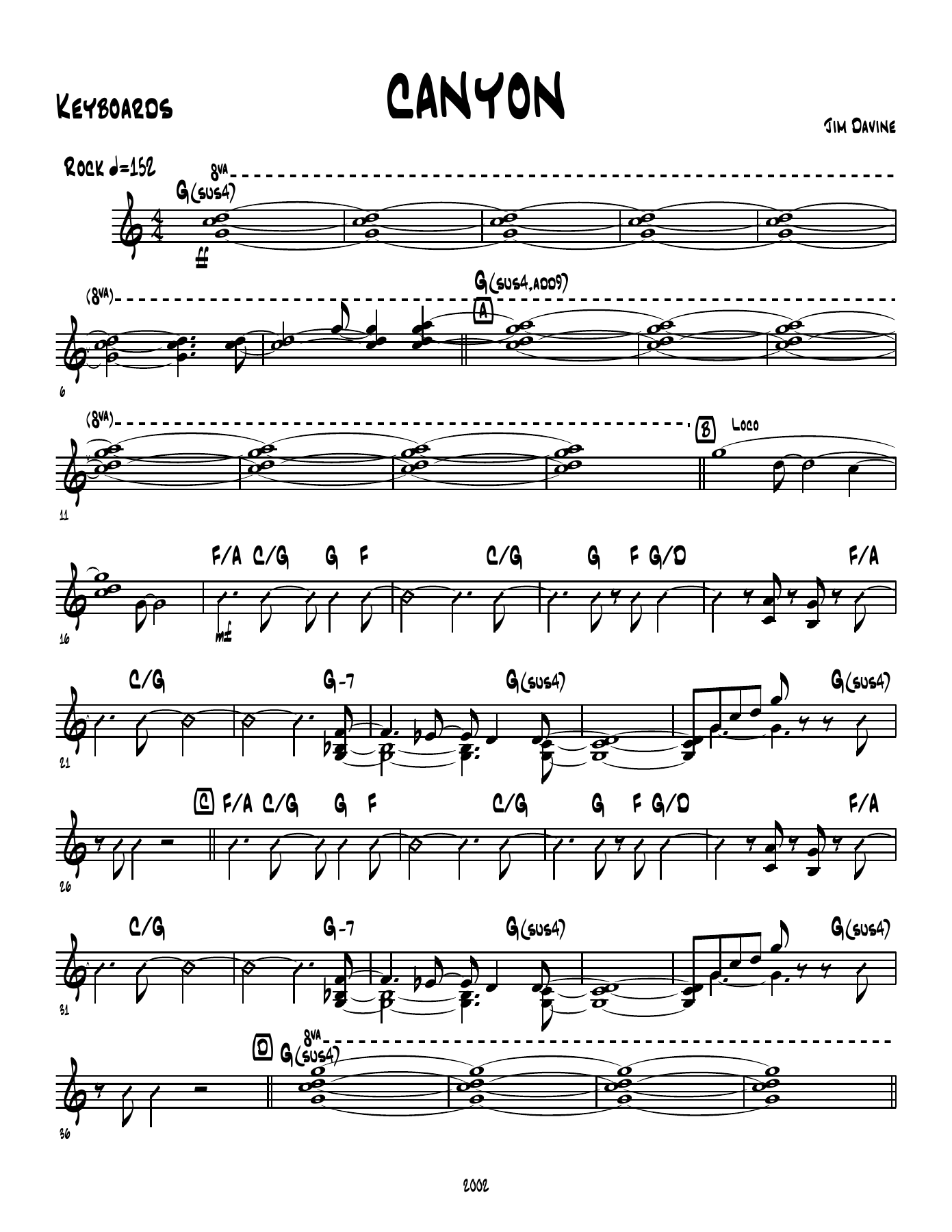Canyon — sheet music cover (first page)