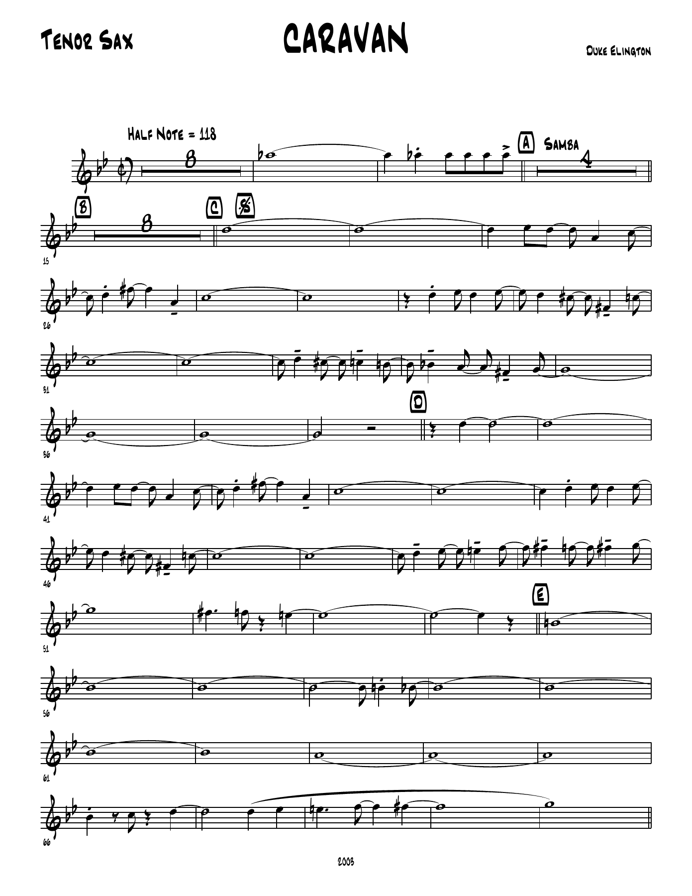 Caravan — sheet music cover (first page)