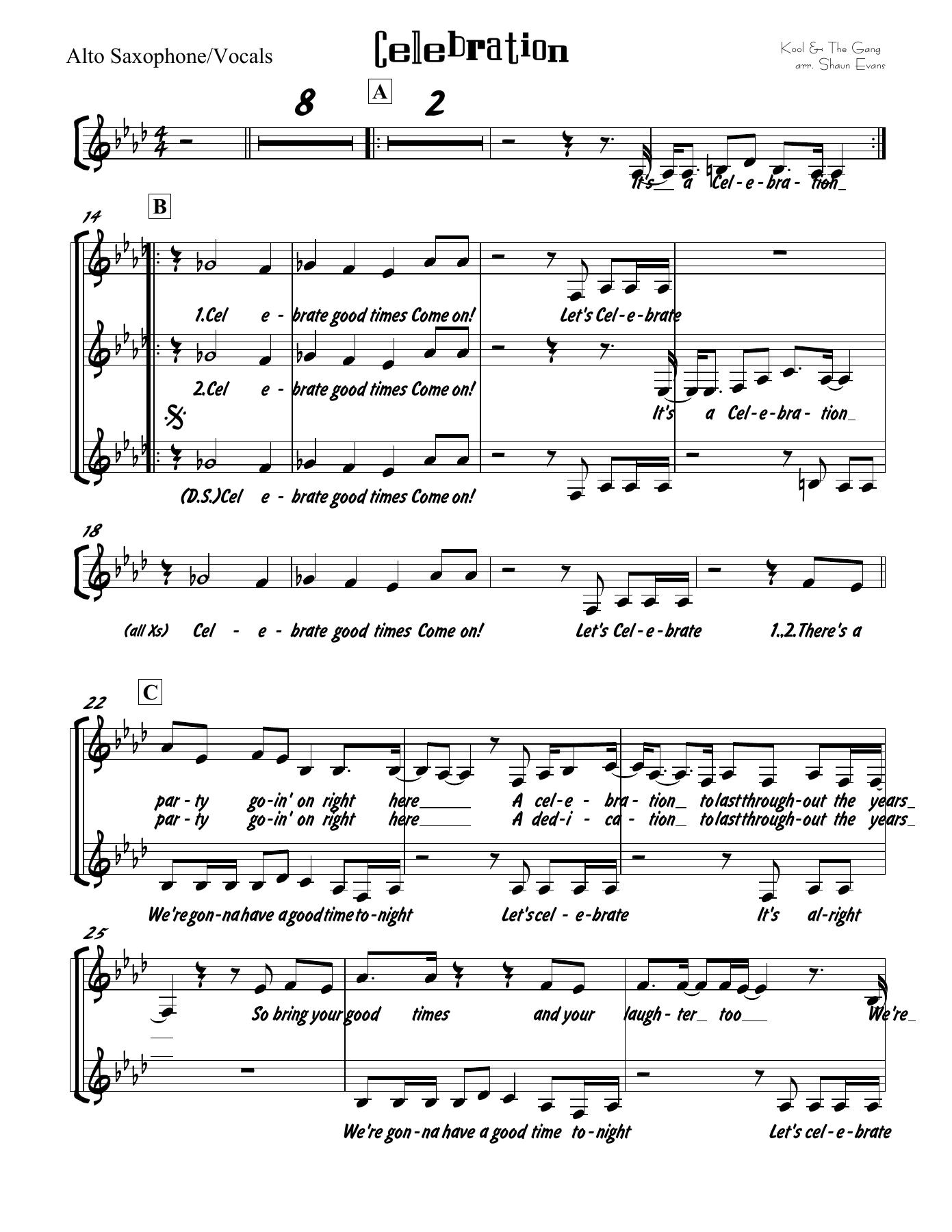 Celebration — sheet music cover (first page)