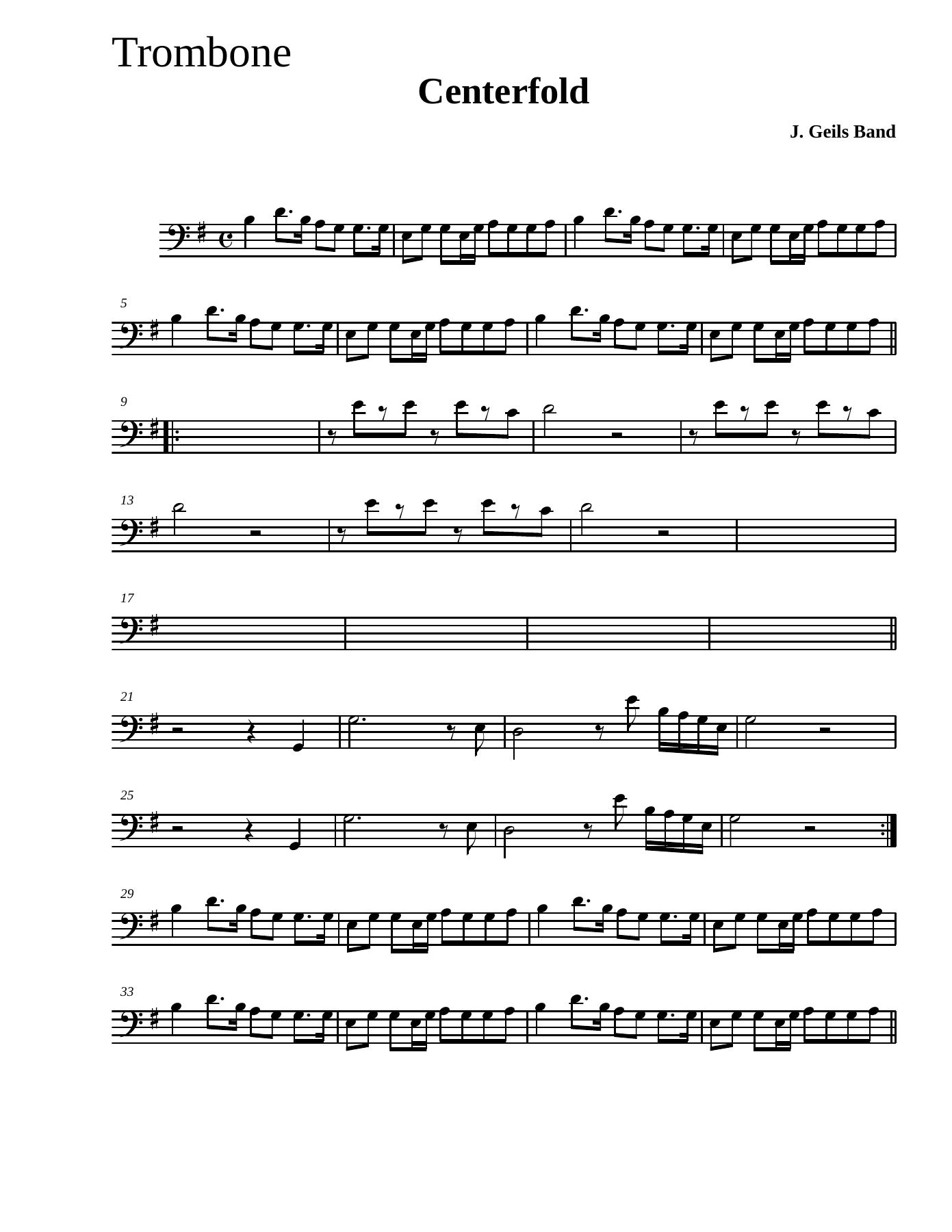 Centerfold — sheet music preview