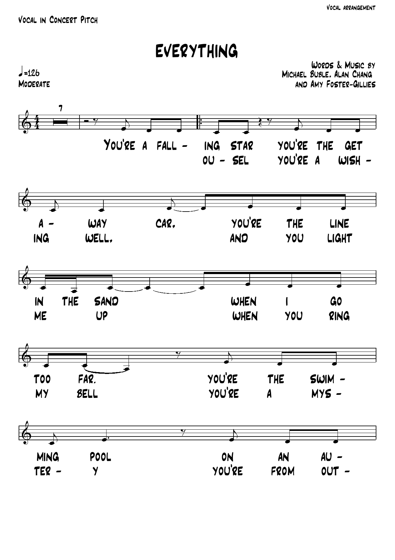 Everything [M.Buble] Latin — sheet music cover (first page)