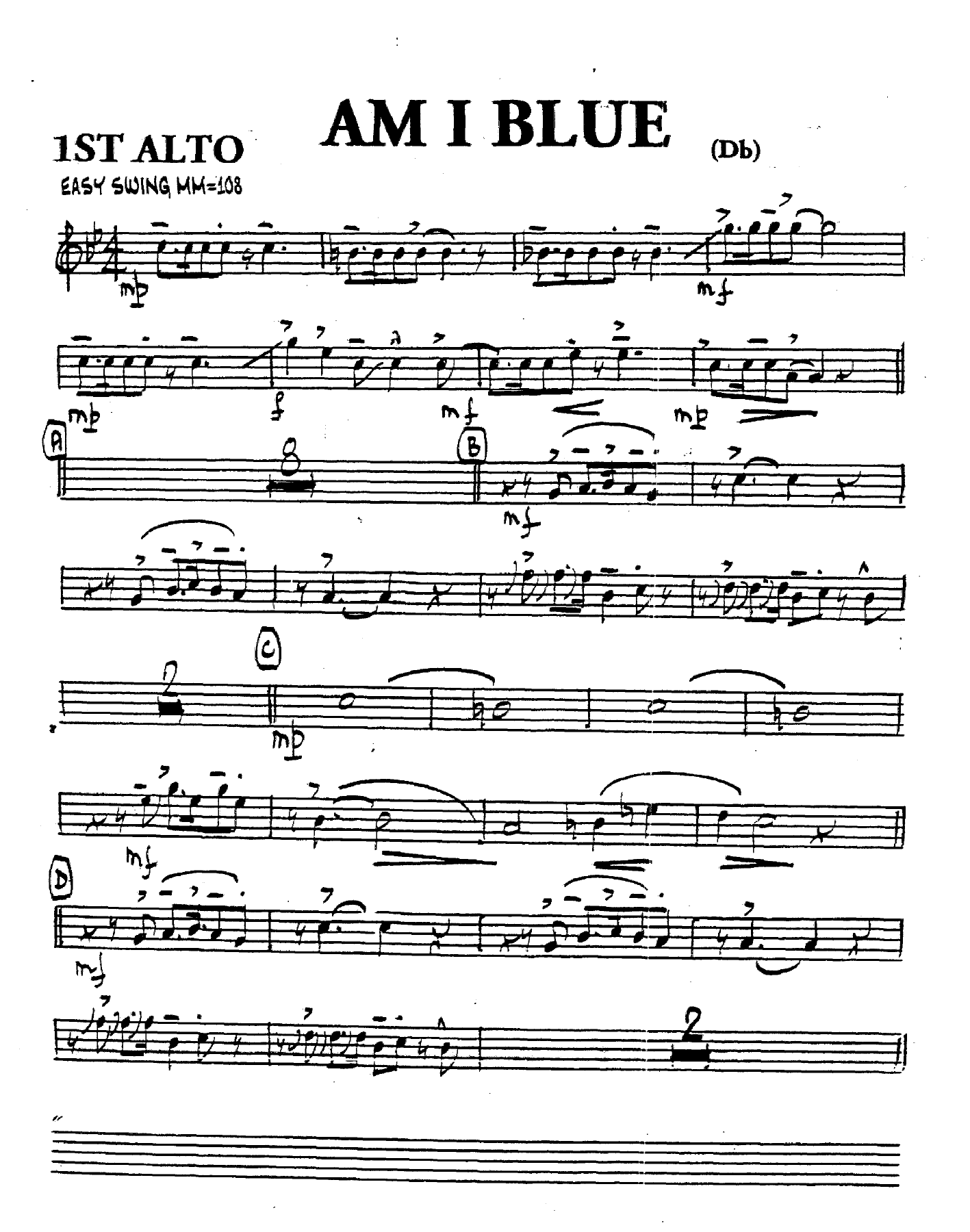 Am I Blue (Unknown) Vocal — sheet music cover (first page)