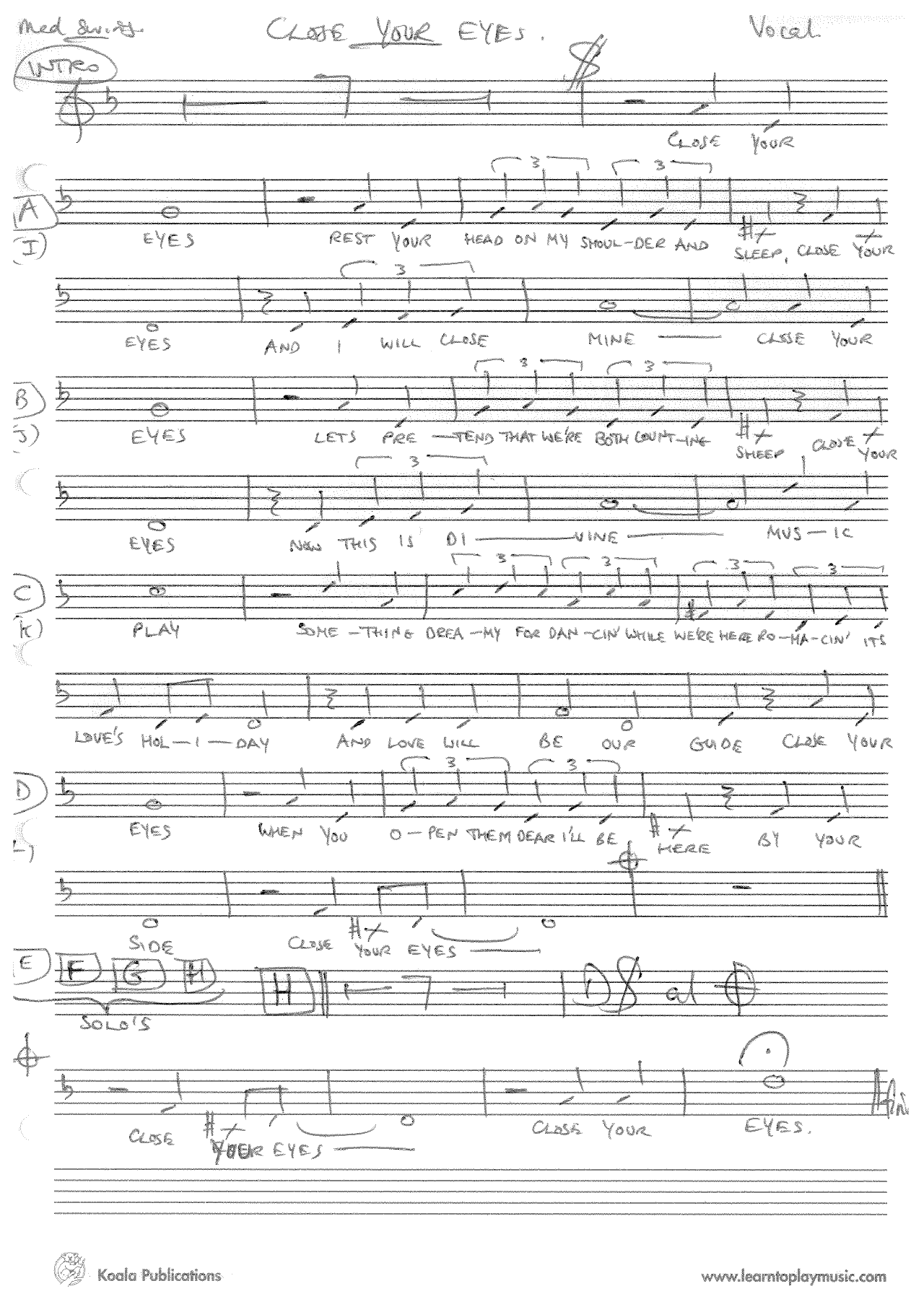 Close Your Eyes — big_band_vocal sheet music arranged by Mr. X | Jazz Standard