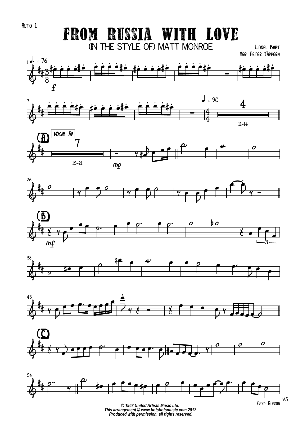 From Russia With Love (P.Tarern) vocal — sheet music preview