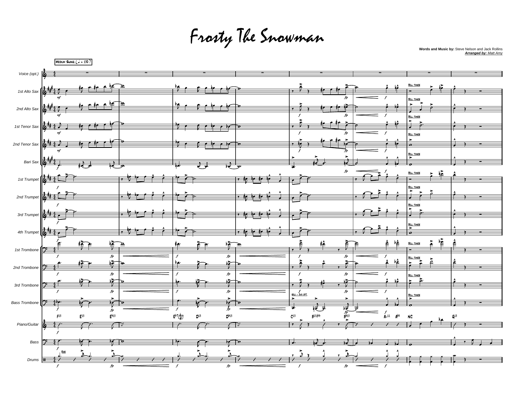 Frosty the Snowman (M.Amy) vocal — sheet music preview