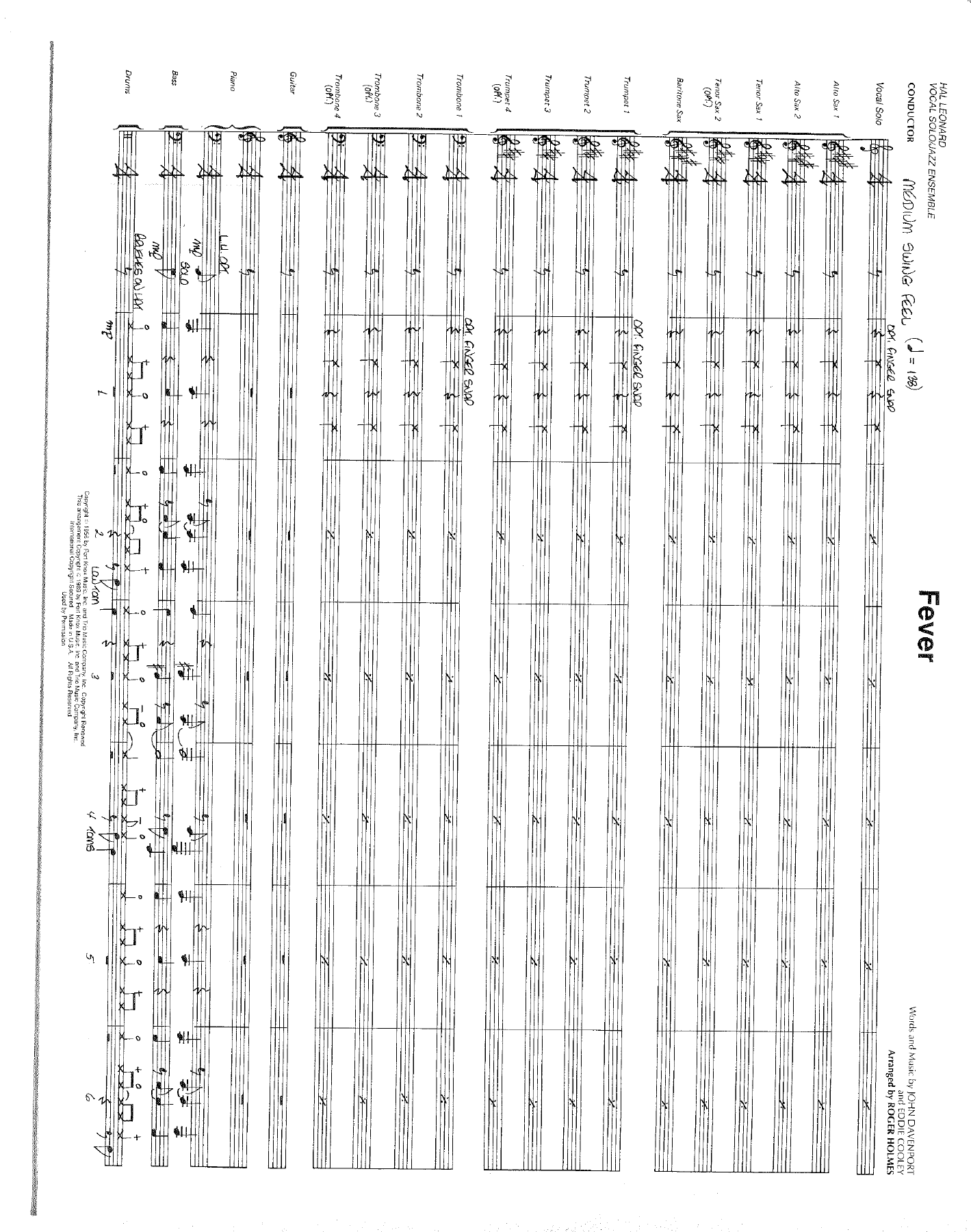 Fever (R.Holmes) voc — sheet music cover (first page)