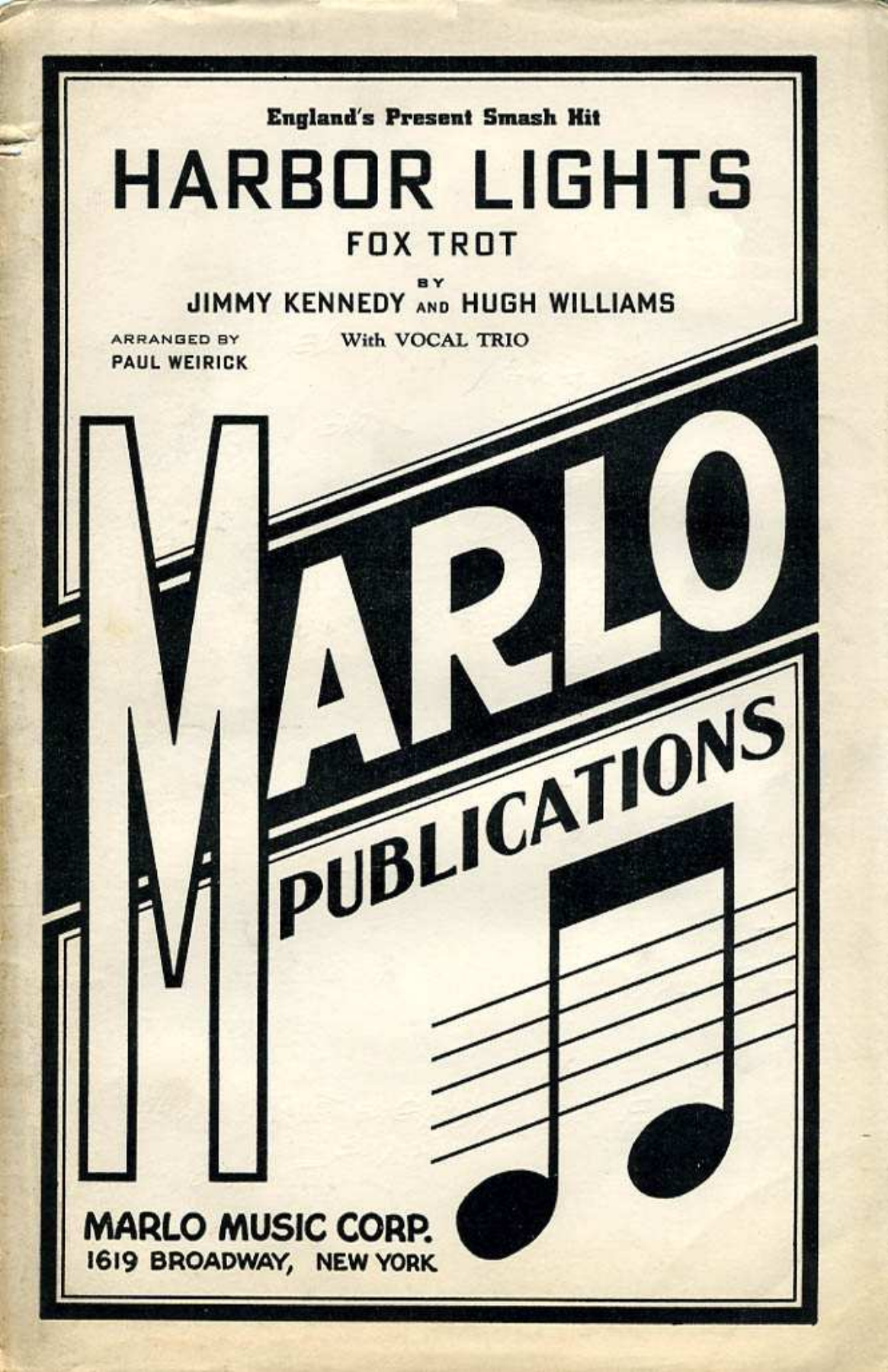 Harbor Lights (P.Weirick) vocal Eb — sheet music cover (first page)