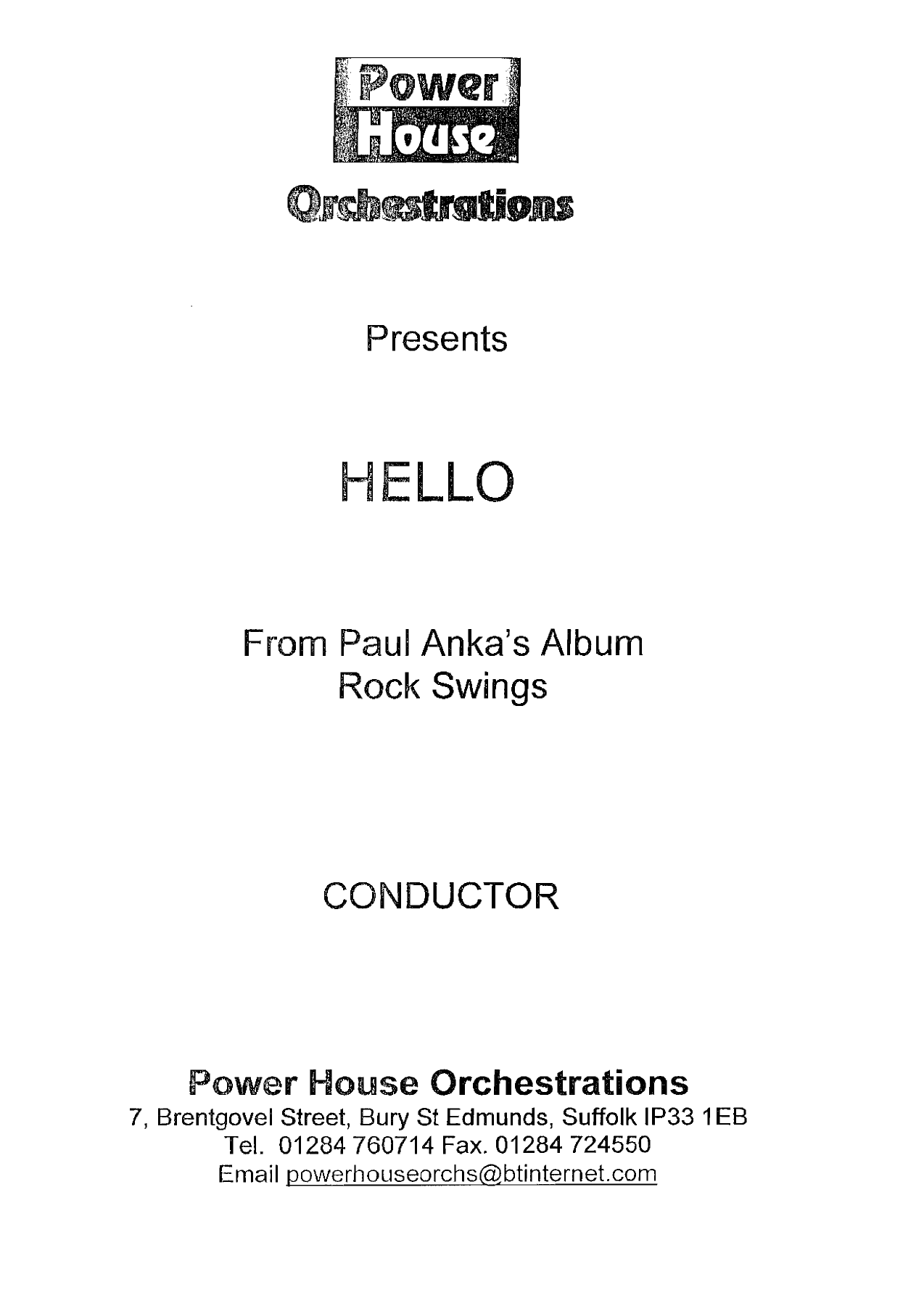 Hello (S.Byrne) Paul Anka — sheet music preview