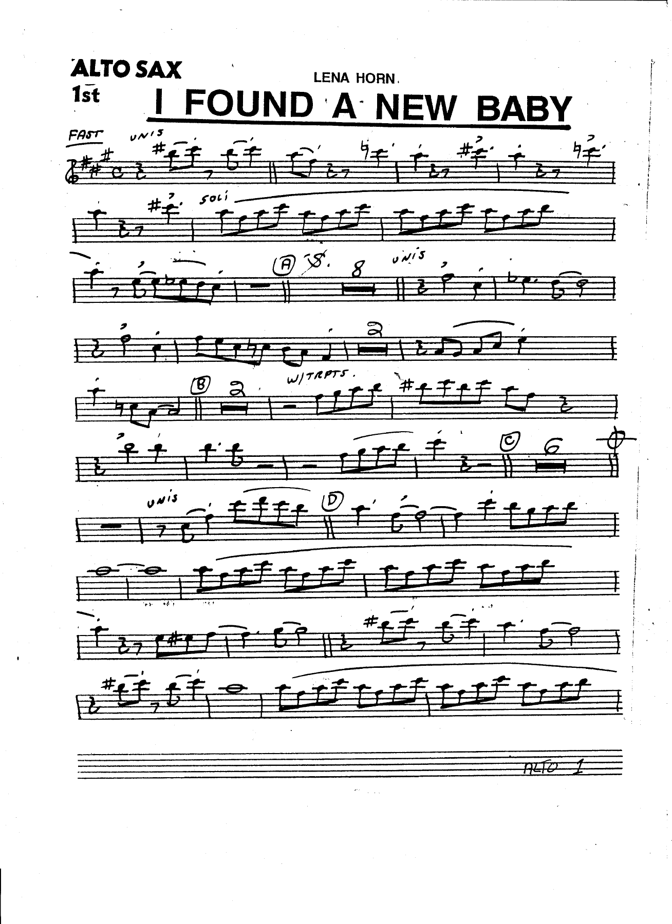 I Found A New Baby (Wayne) L.Horne — sheet music preview