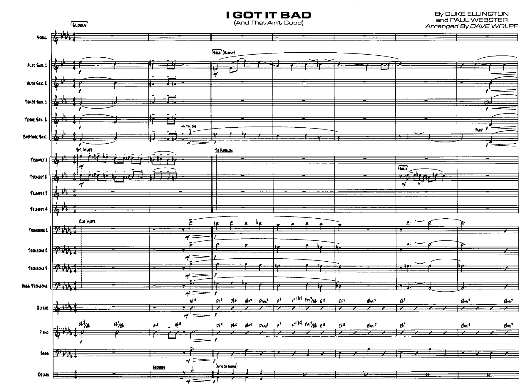 I Got It Bad (D.Wolpe) Vocal — Big Band Vokal sheet music by DAVE WOLPE | Jazz Standard
