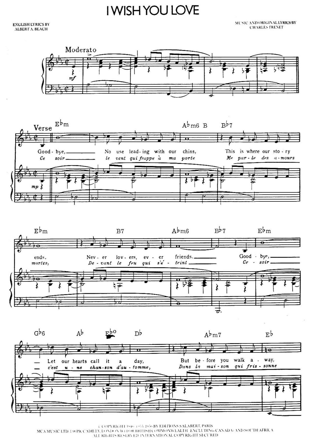 I Wish You Love (P.Herbolzheimer) C.Khan — sheet music preview