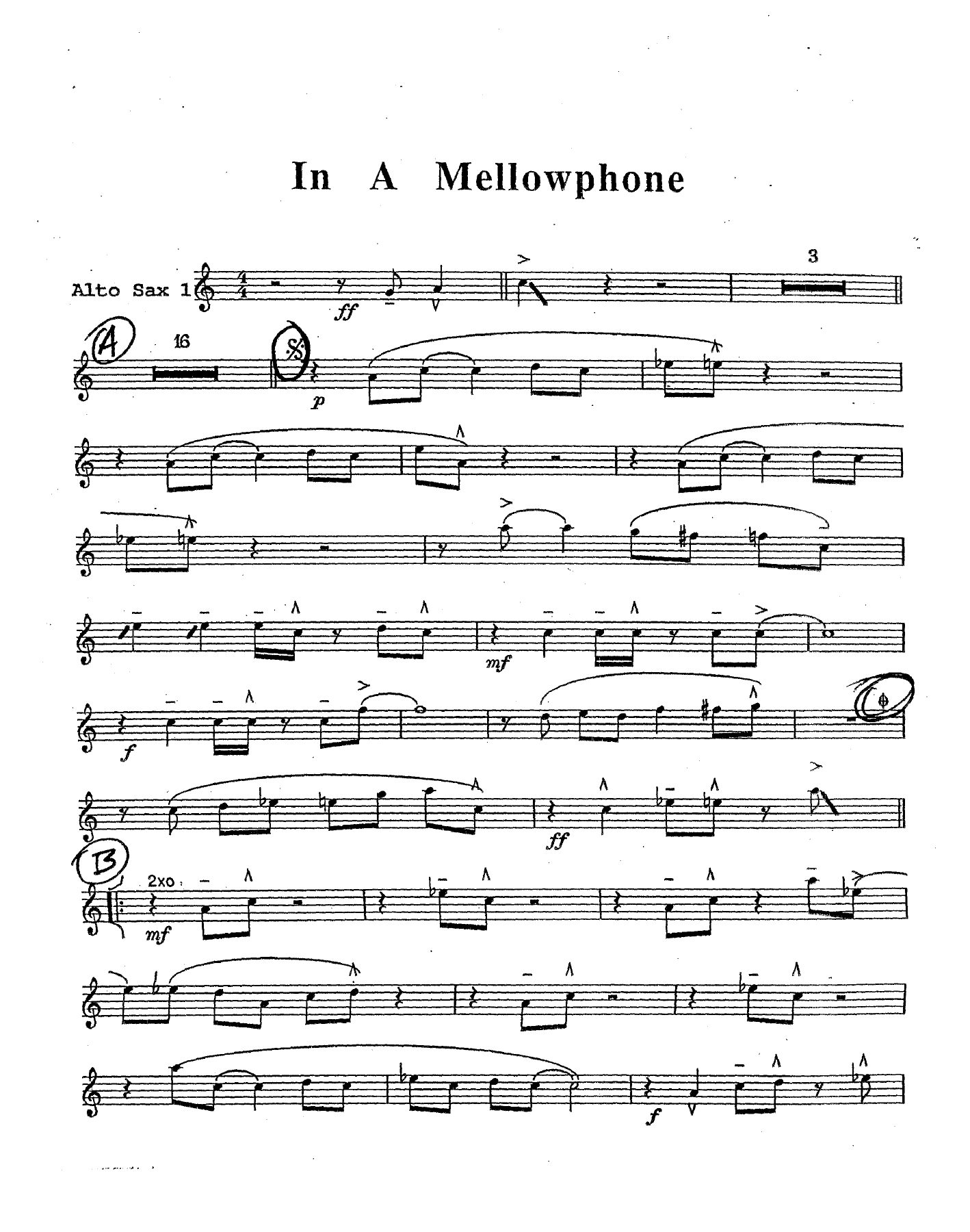 In A Mellowphone (T.Kubis) vocal — big_band_vocal sheet music arranged by Mr. X | Jazz Standard