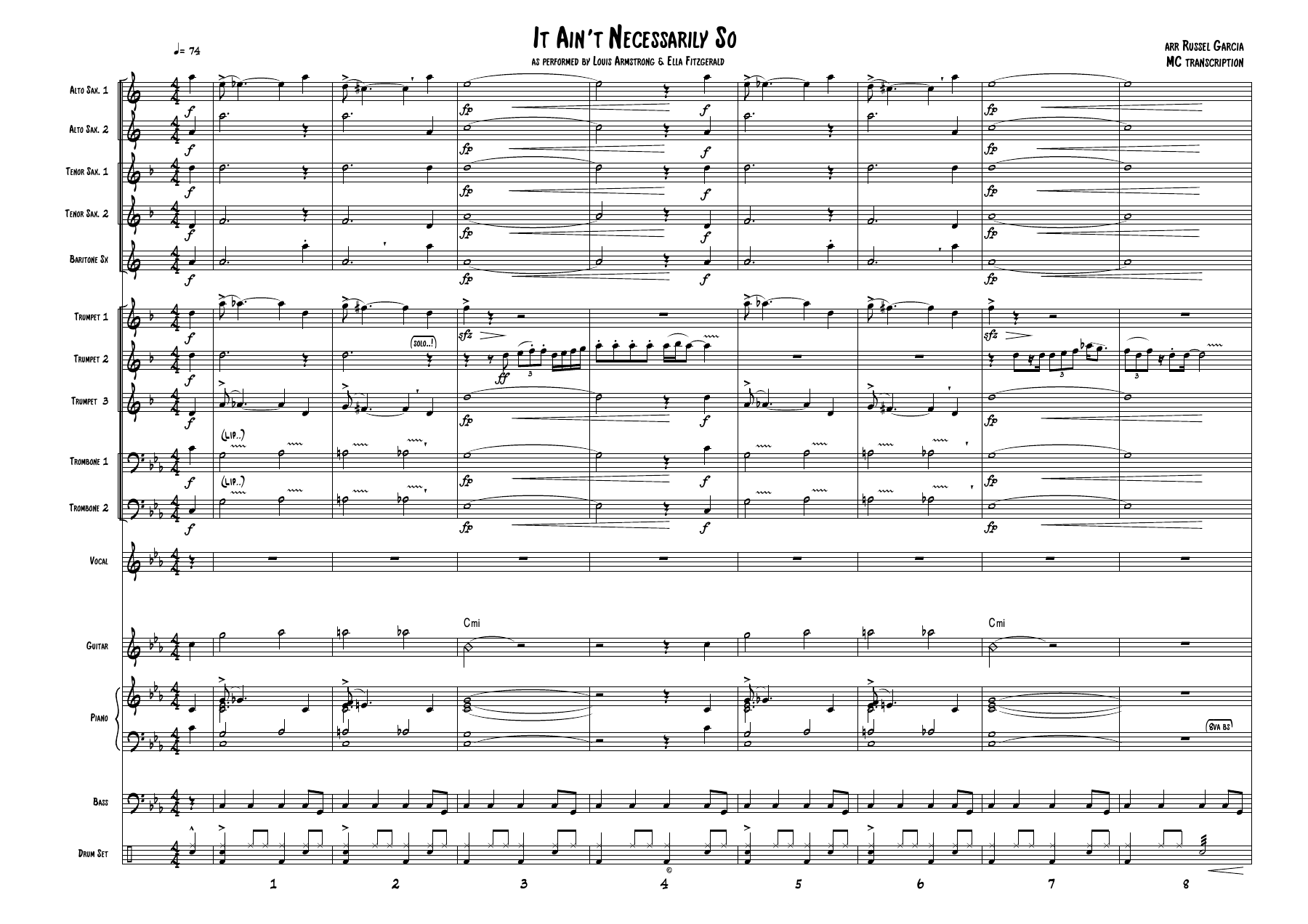 It Ain't Necessarily So (R.Garcia) Louis & Ella — Big Band Vocal sheet music by RUSSEL GARCIA | Jazz Standard