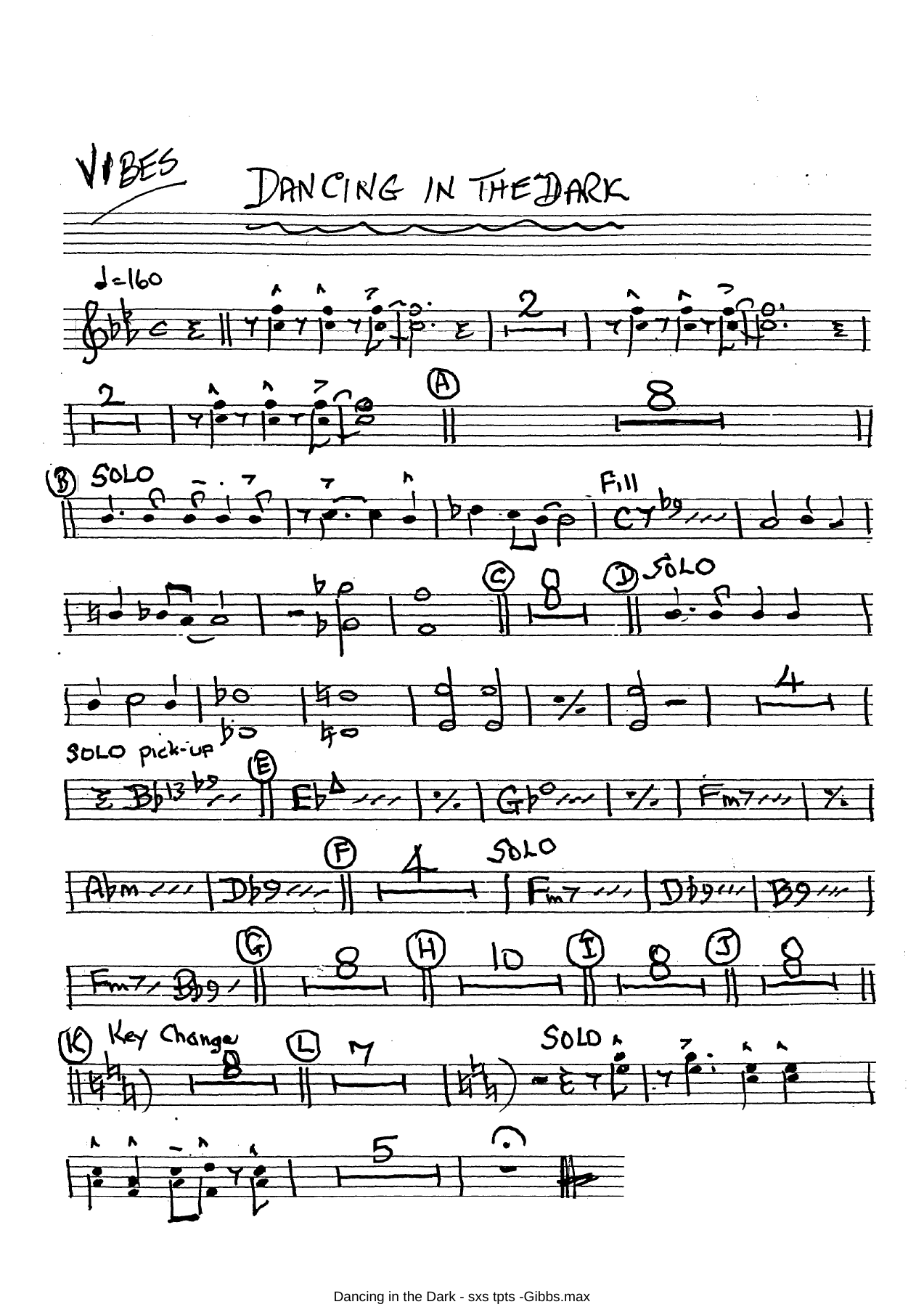 Dancing In The Dark (B.Holman) T.Gibbs — sheet music cover (first page)