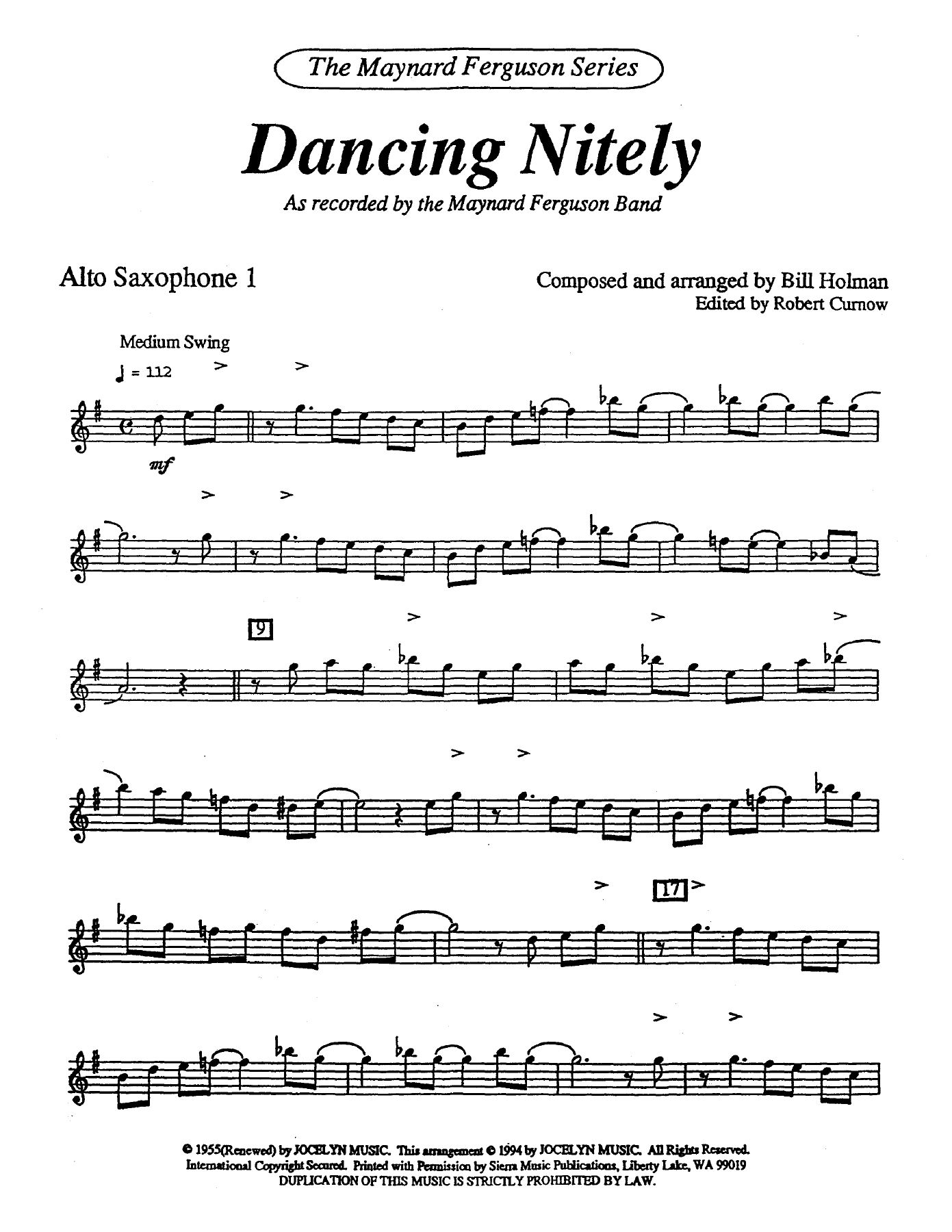 Dancing Nitely (B.Holman) M.Ferguson — Big Band sheet music arranged by Bill Holman | Jazz Standard
