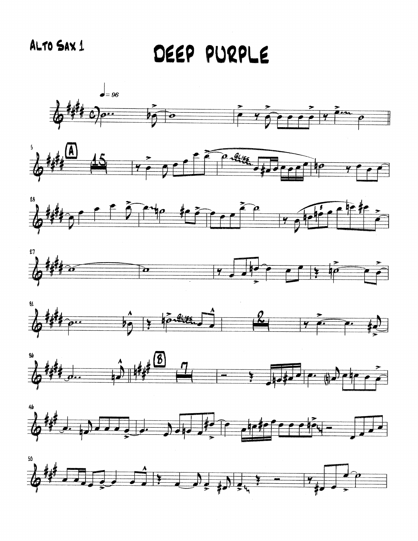 Deep Purple (B.Holman) MP3 — sheet music cover (first page)