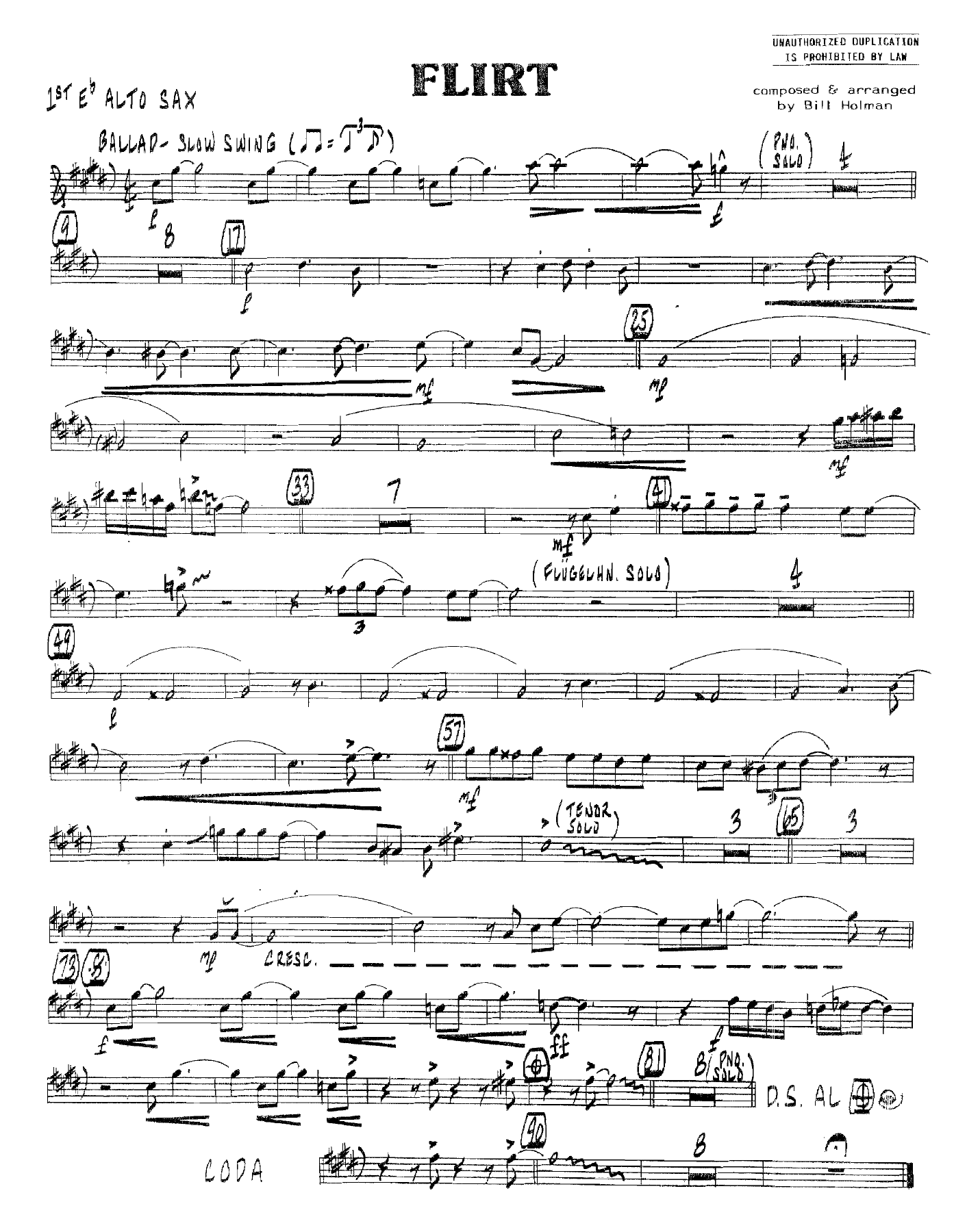 Flirt (B.Holman) C.Basie — Big Band sheet music arranged by Bill Holman | Jazz Standard
