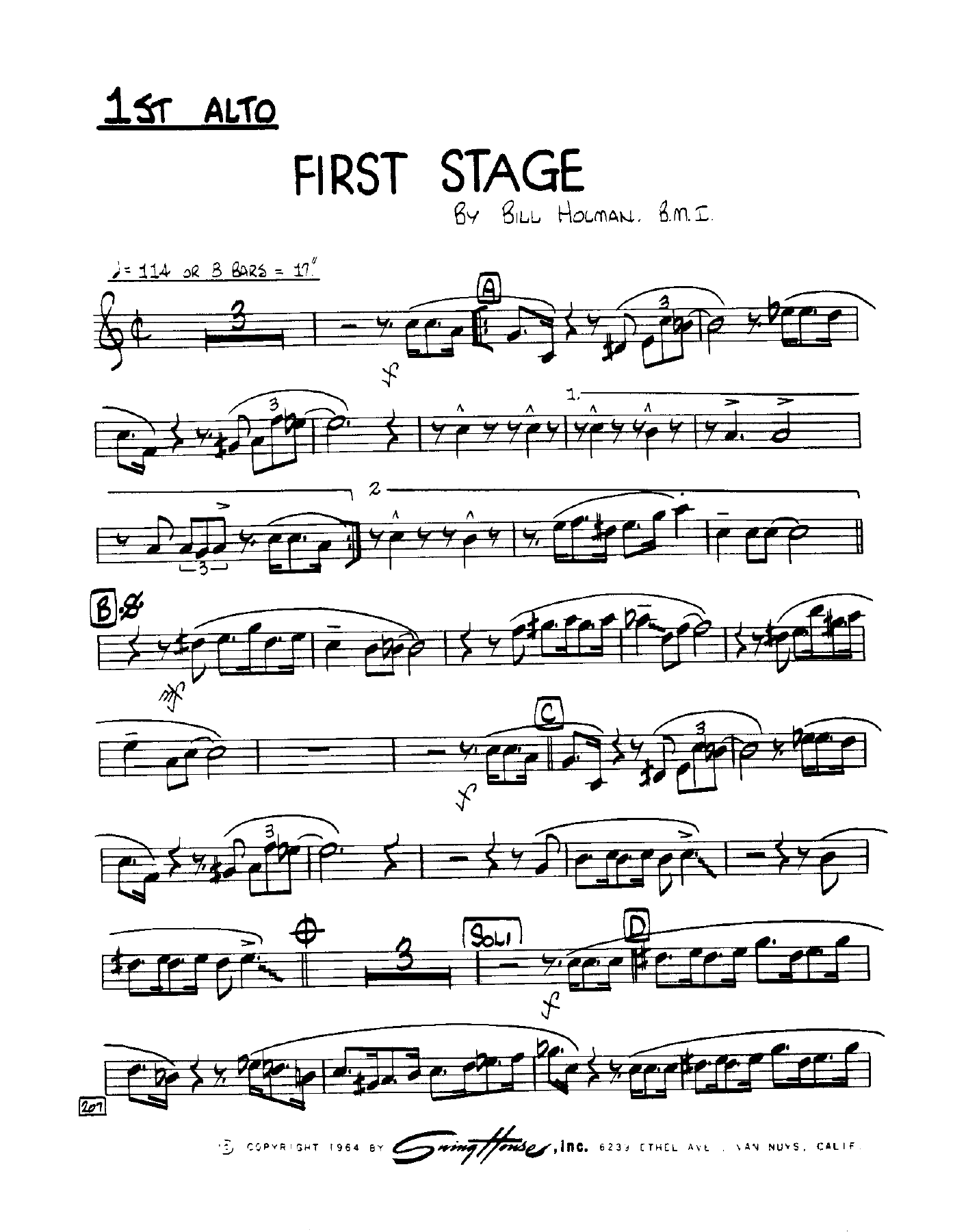 First Stage — sheet music cover (first page)