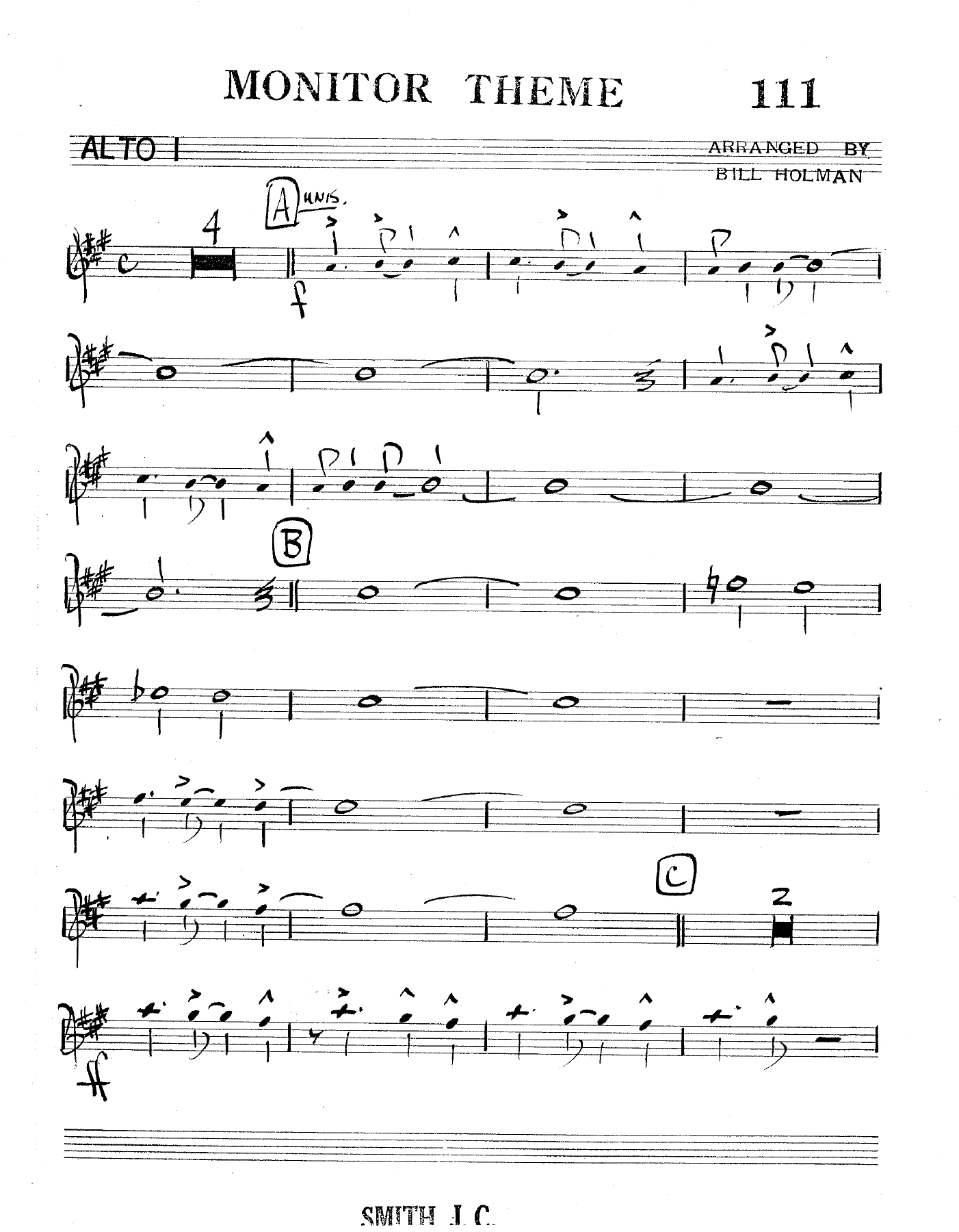 Monitor Theme (B.Holman) B.Rich MP3 — sheet music cover (first page)