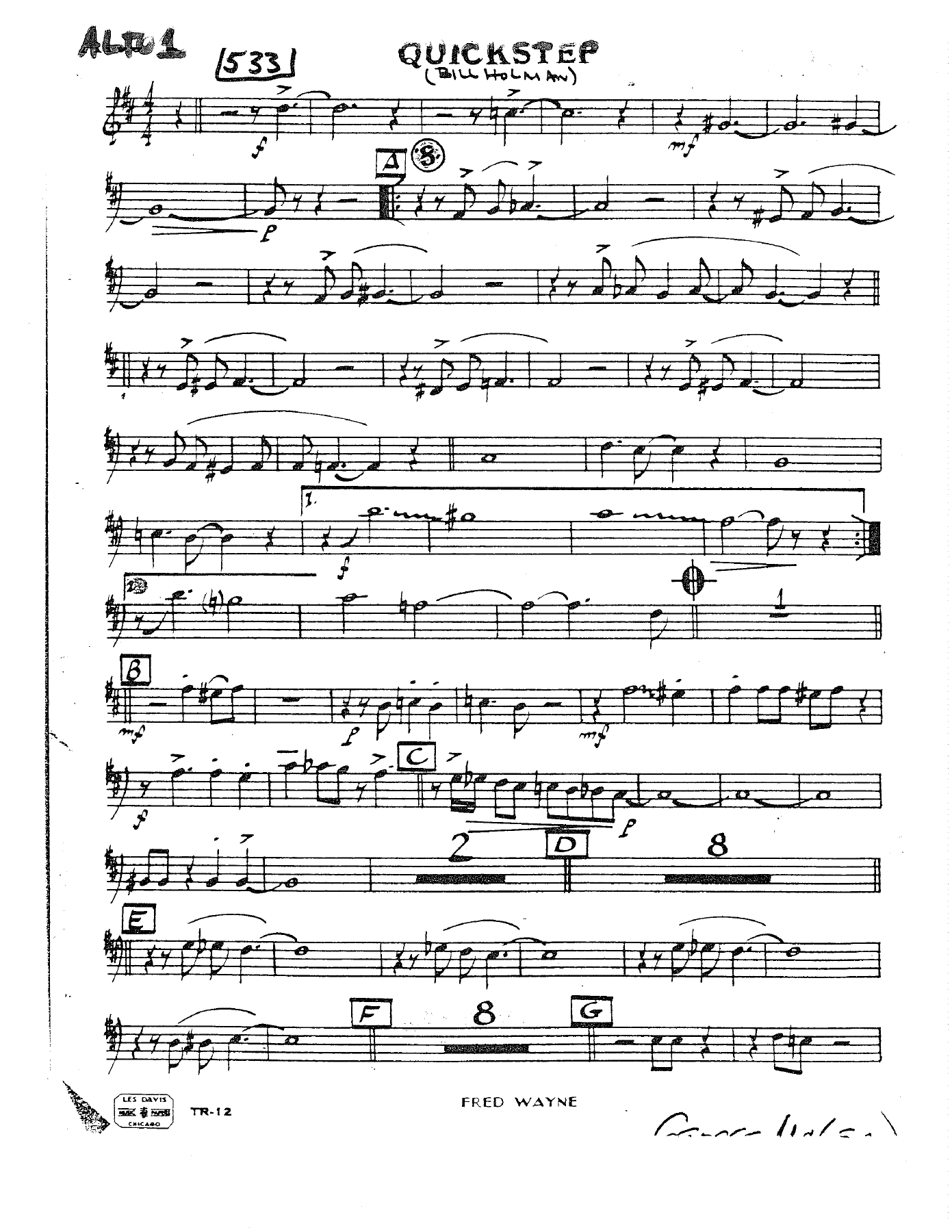 Quickstep (B.Holman) Arr.George McLean — Big Band sheet music arranged by Bill Holman | Jazz Standard