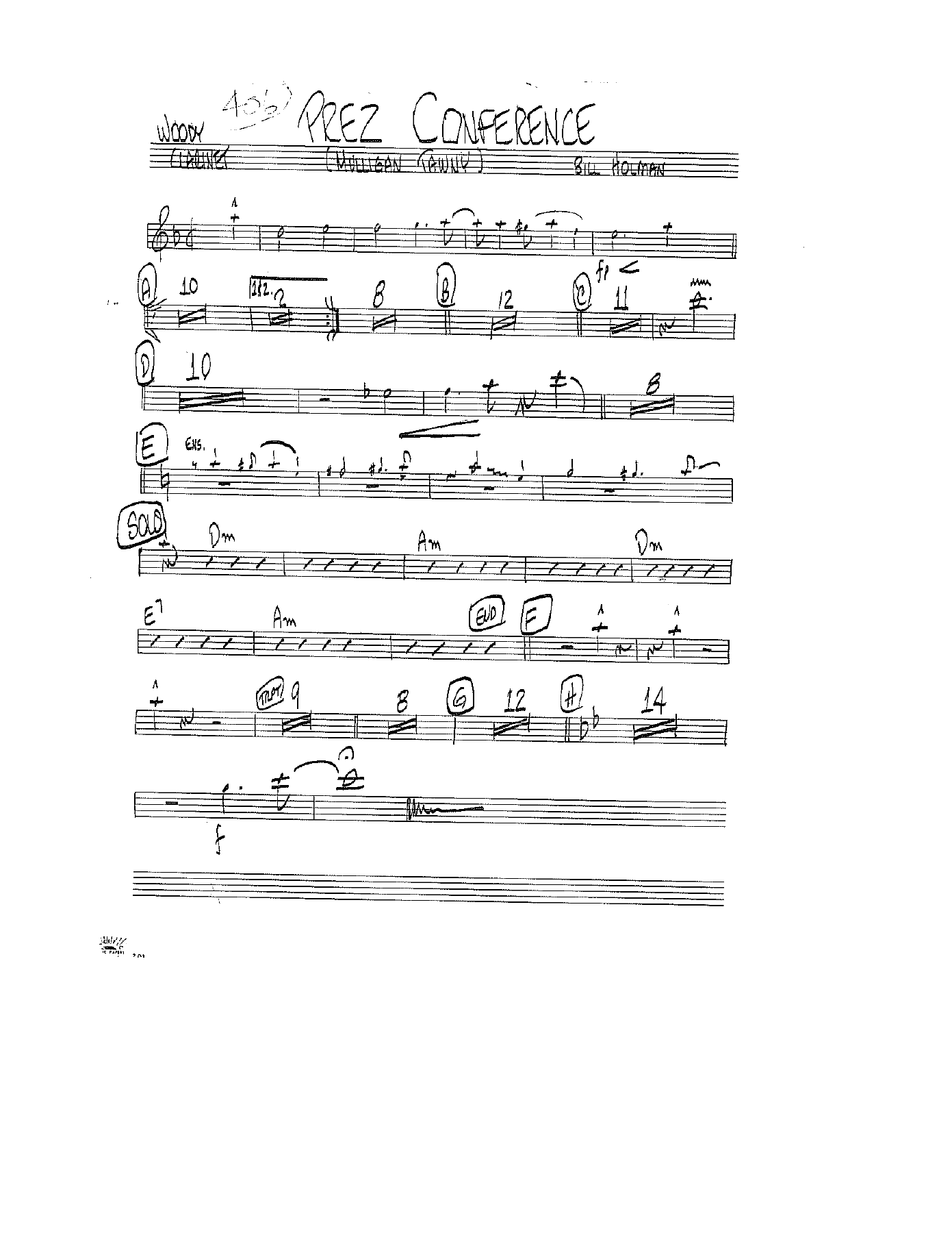 Prez Conference (B.Holman) W.Herman. MP3 — Big Band sheet music arranged by Bill Holman | Jazz Standard