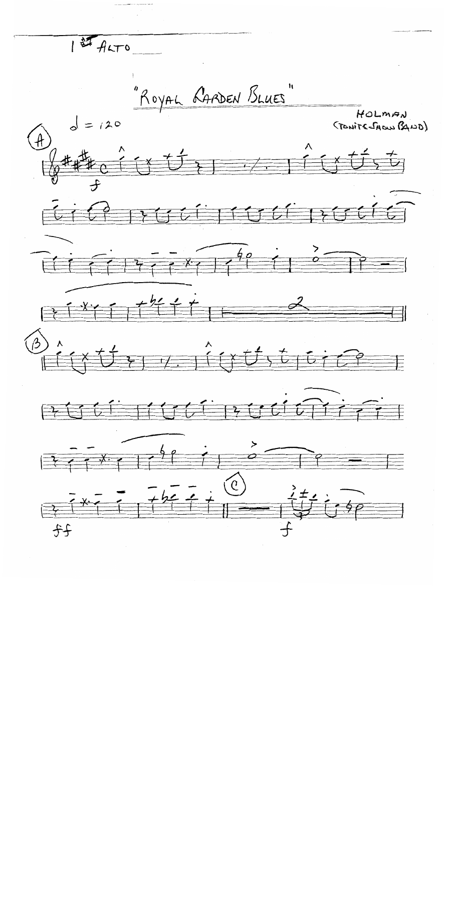 Royal Garden Blues (B.Holman) Tonight Show Band — Big Band sheet music by Bill Holman | Jazz Standard