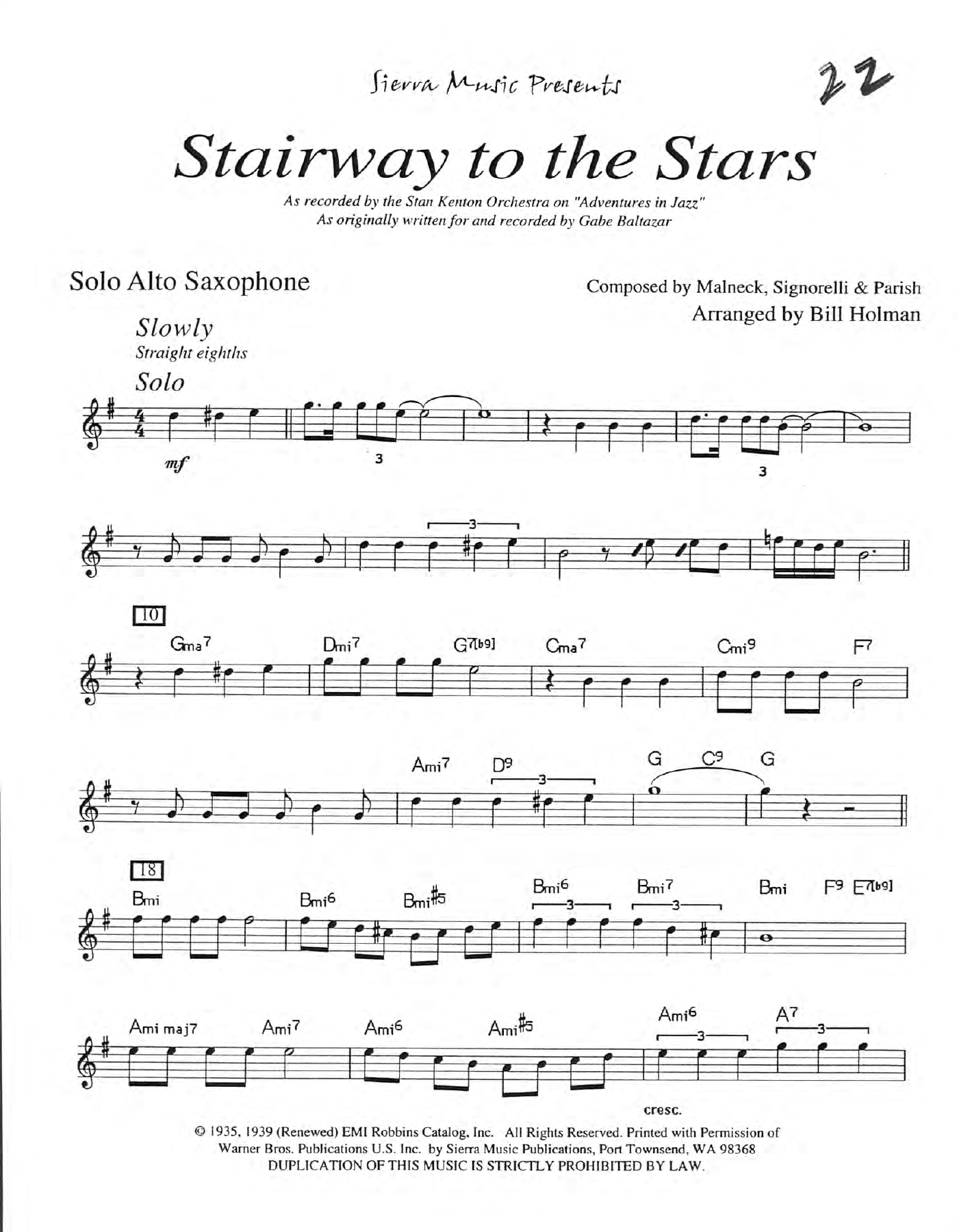 Stairway To The Stars (B.Holman) S.Kenton — Big Band sheet music by Bill Holman | Jazz Standard