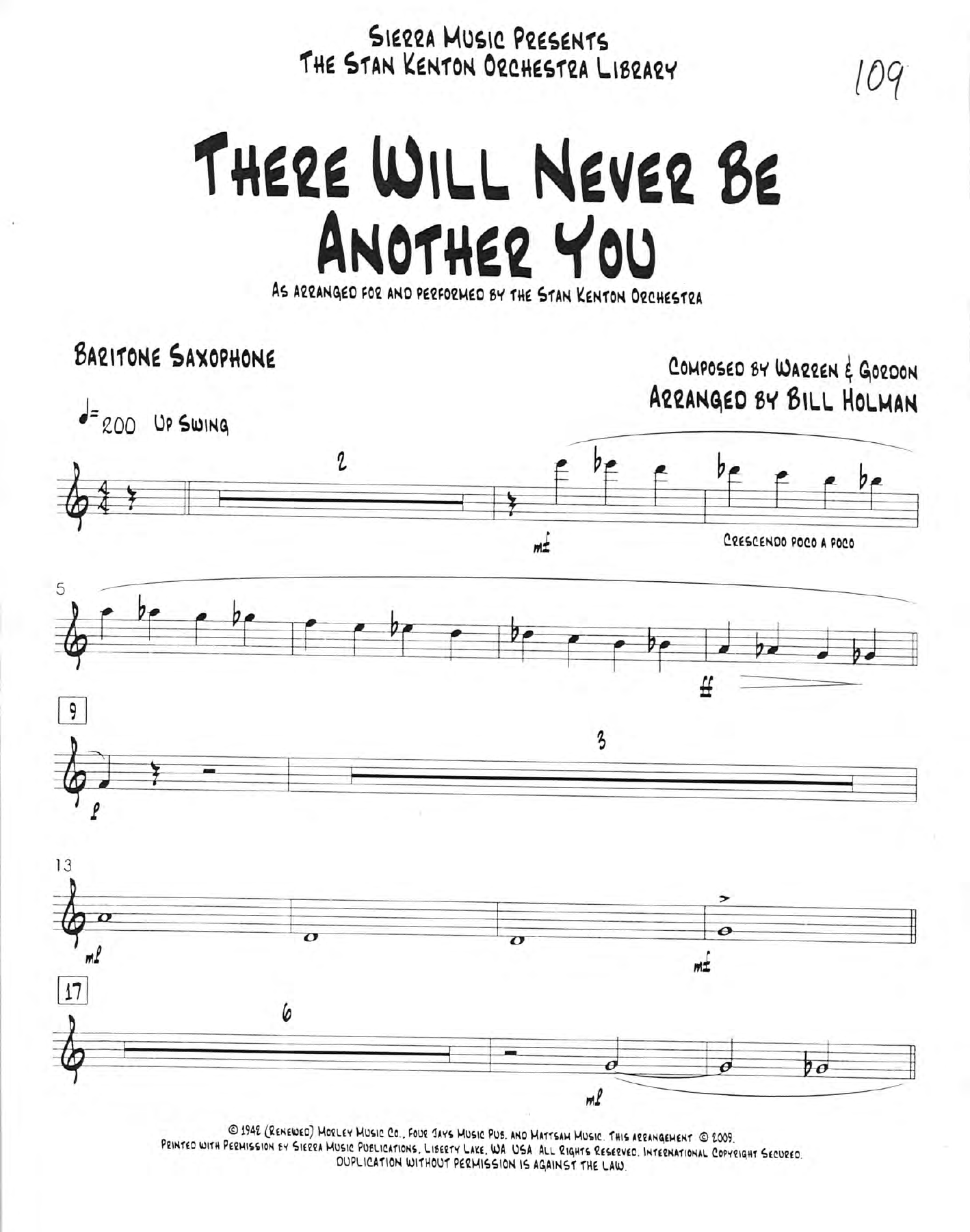 There Will Never Be Another You (B.Holman) S.Kenton — Big Band sheet music arranged by Bill Holman | Jazz Standard