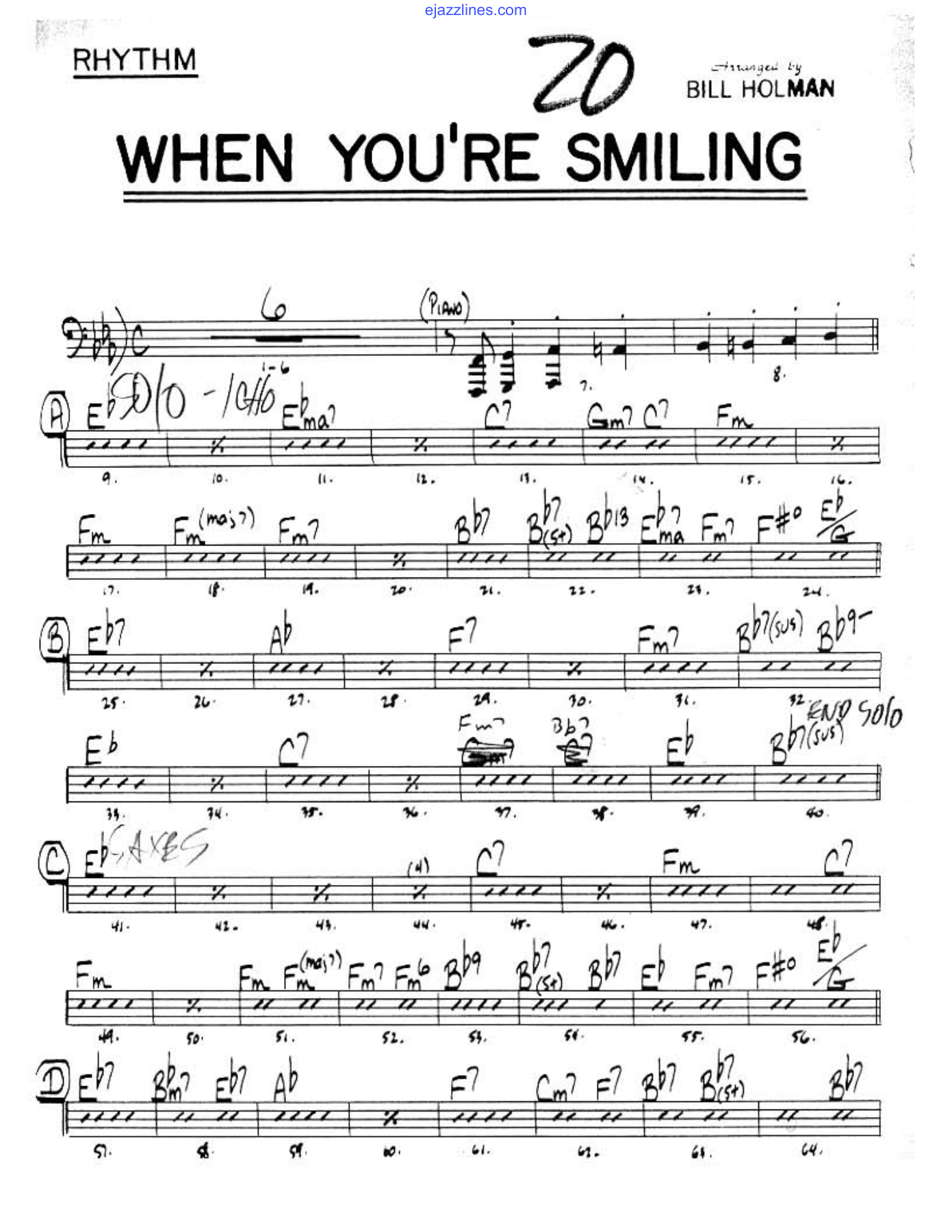 When You're Smiling (B.Holman) Dave Pell — Big Band sheet music arranged by Bill Holman | Jazz Standard