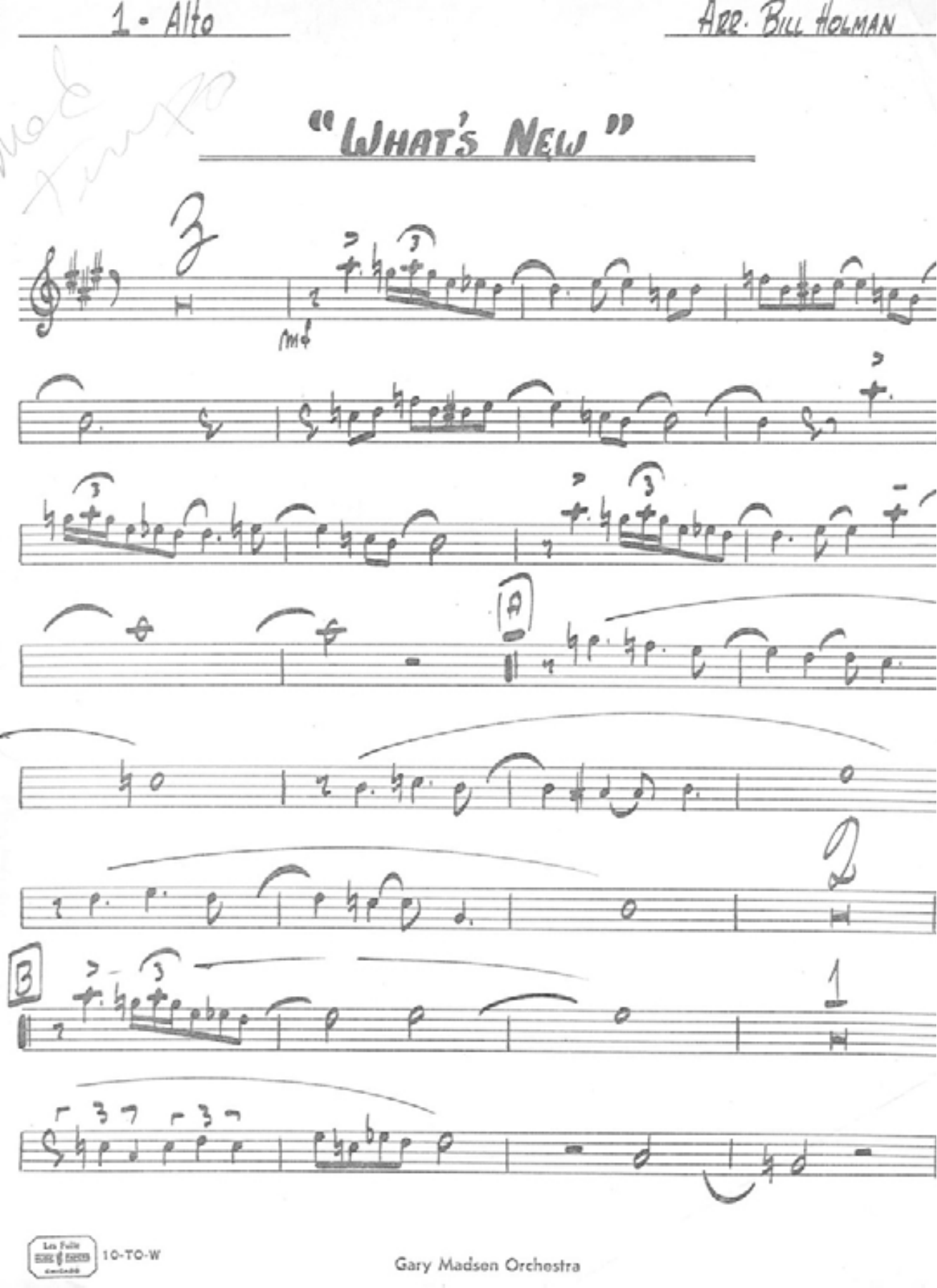 What's New (B.Holman) 95 — Big Band sheet music arranged by Bill Holman | Jazz Standard