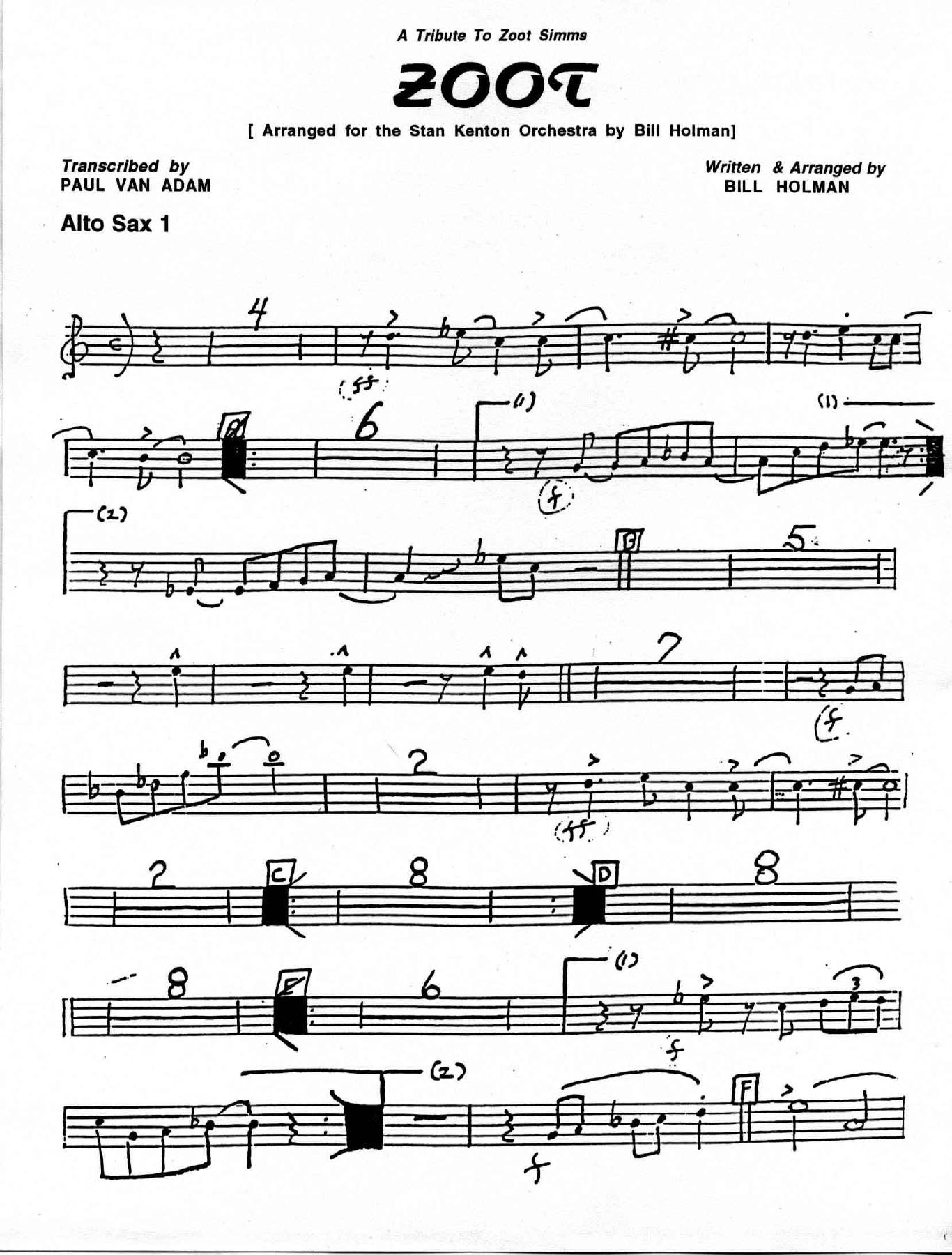Zoot — sheet music cover (first page)