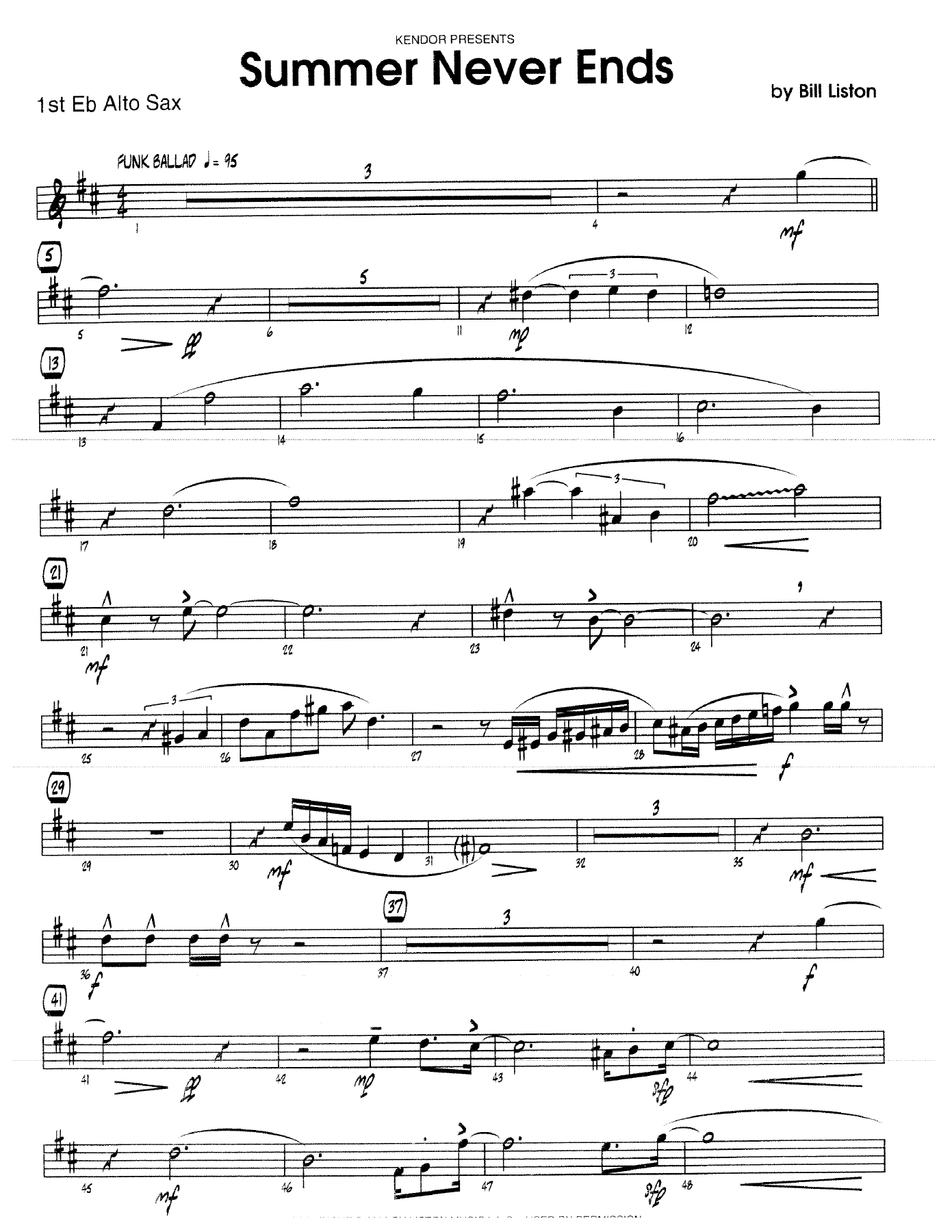 Summer Never Ends (B.Liston) TRB — Big Band sheet music arranged by Bill Liston | Jazz Standard