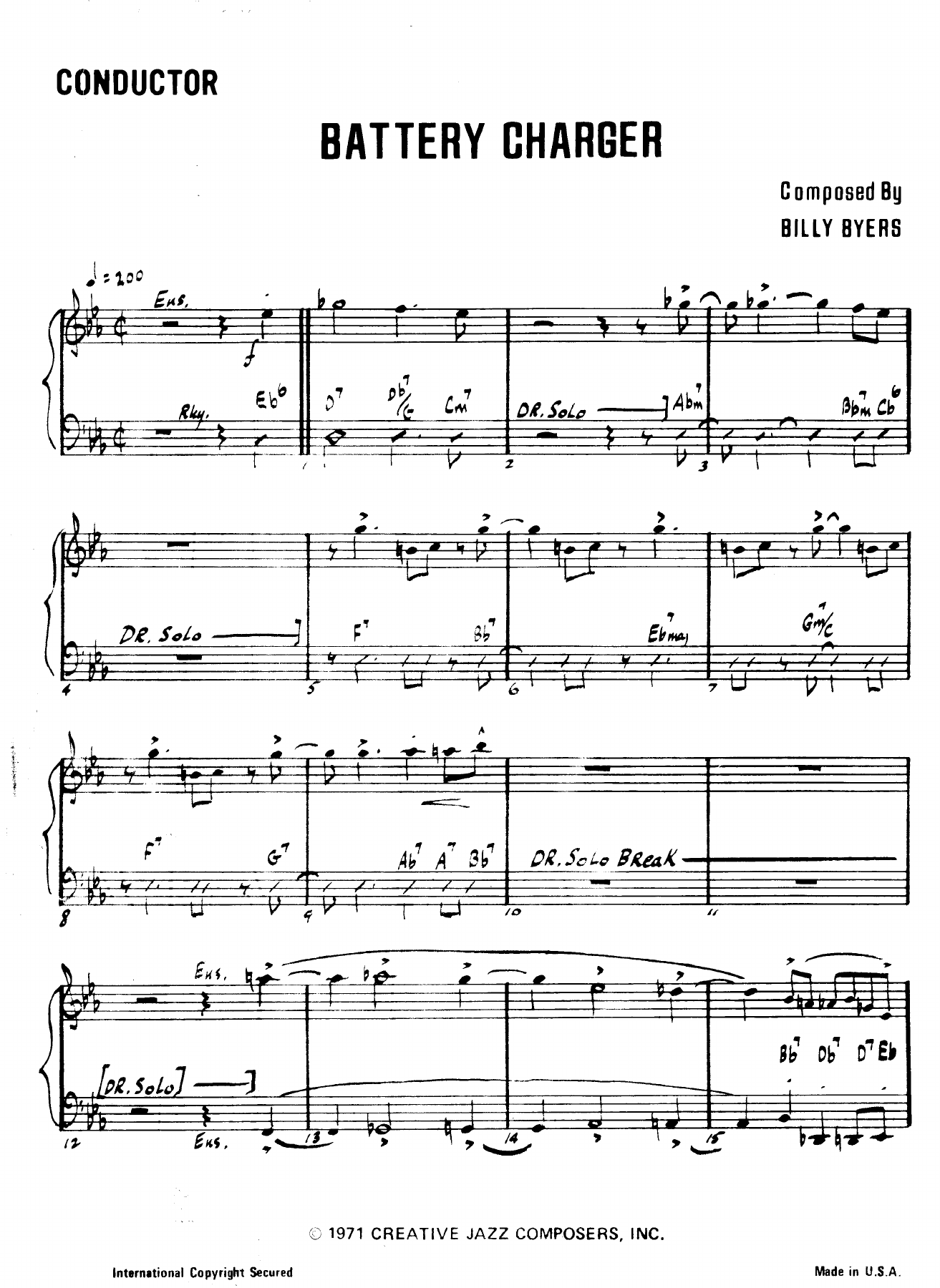 Battery Charger — sheet music cover (first page)