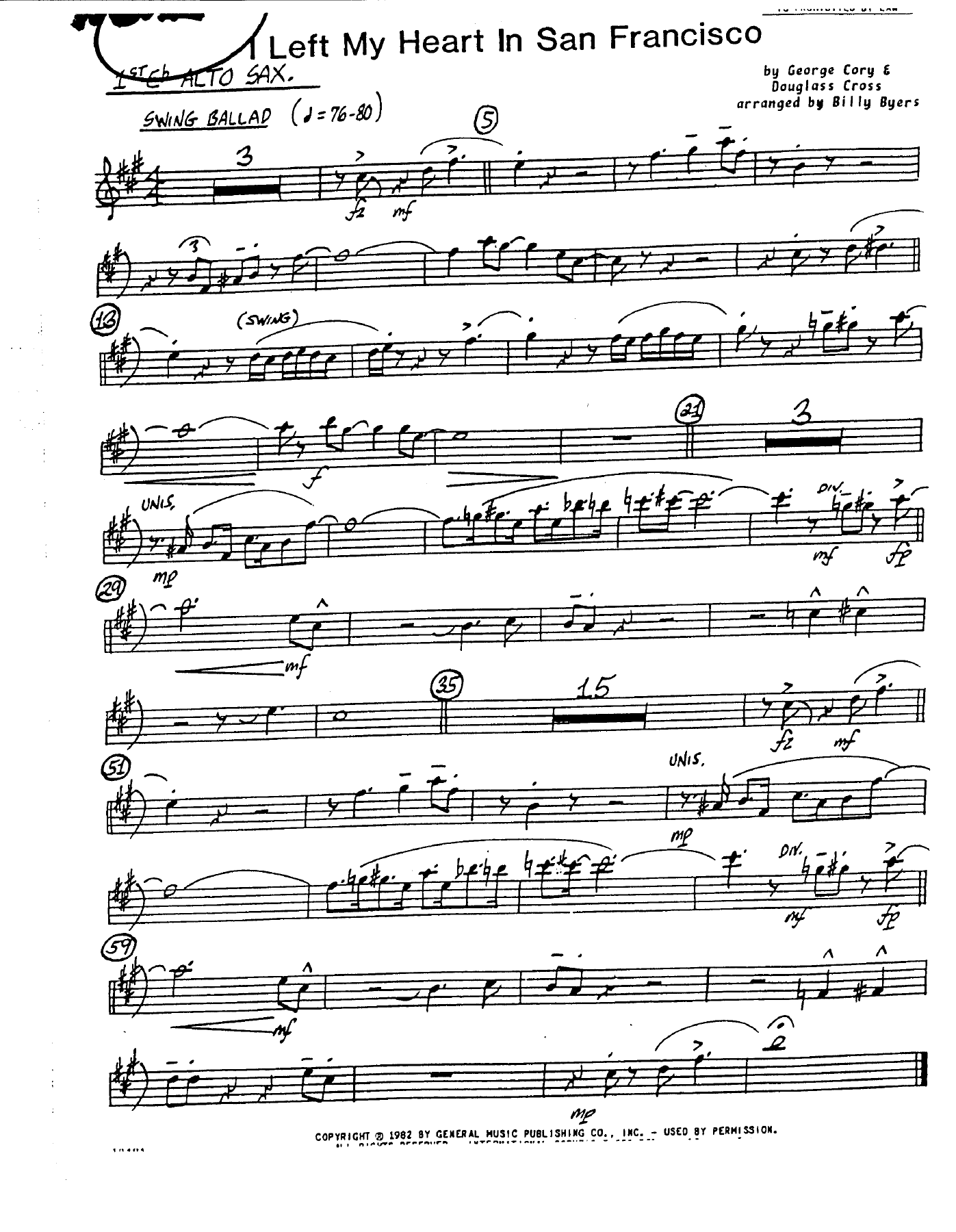 I Left My Heart In San Francisco (B.Byers) MP3 — sheet music preview