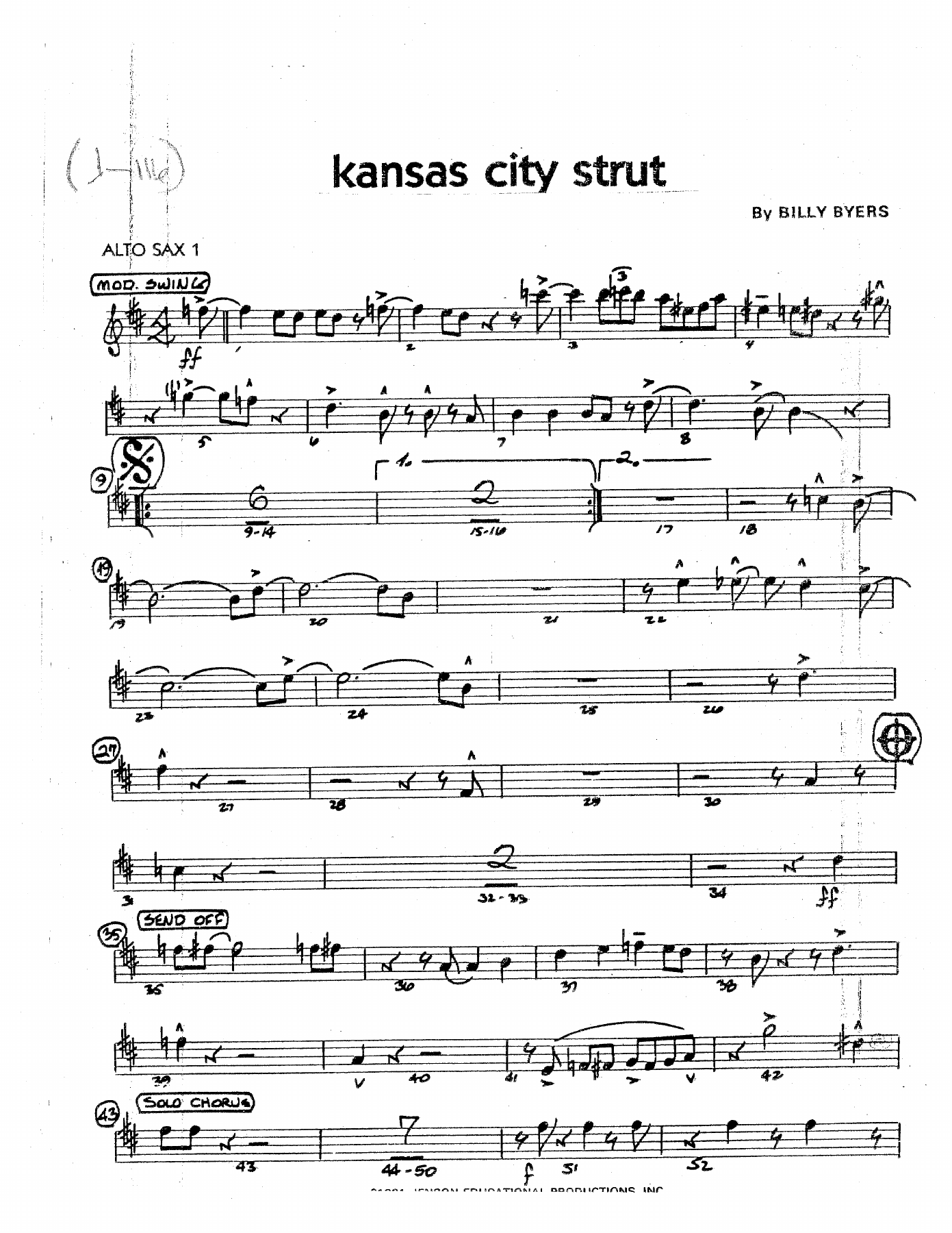 Kansas City Strut — Big Band sheet music arranged by B.Byers | Jazz Standard