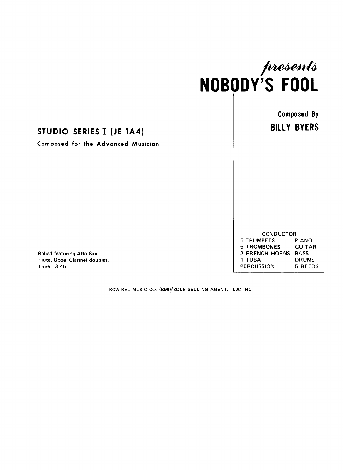 Nobody's Fool — sheet music cover (first page)