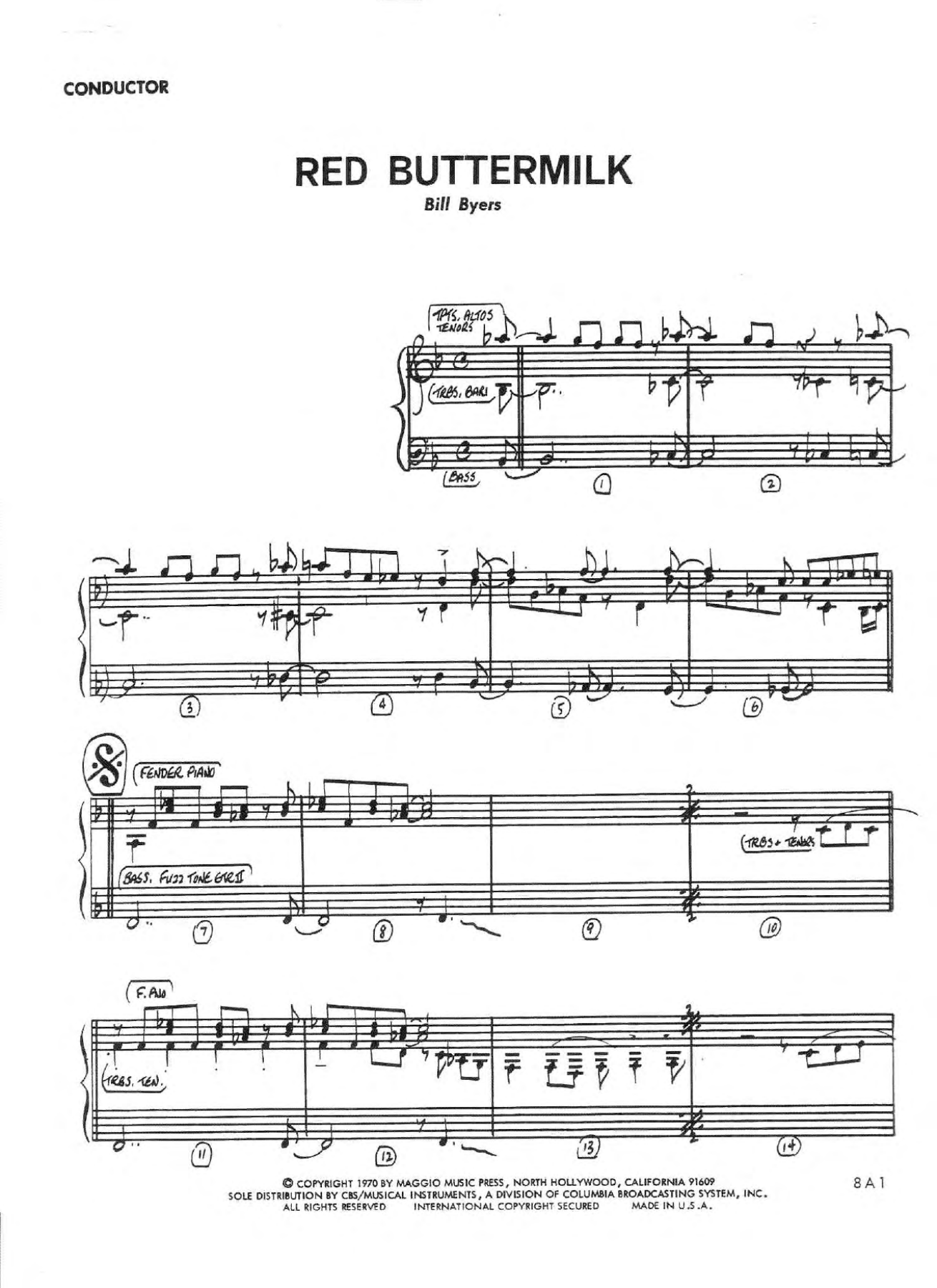 Red Buttermilk — Big Band sheet music arranged by B.Byers | Jazz Standard