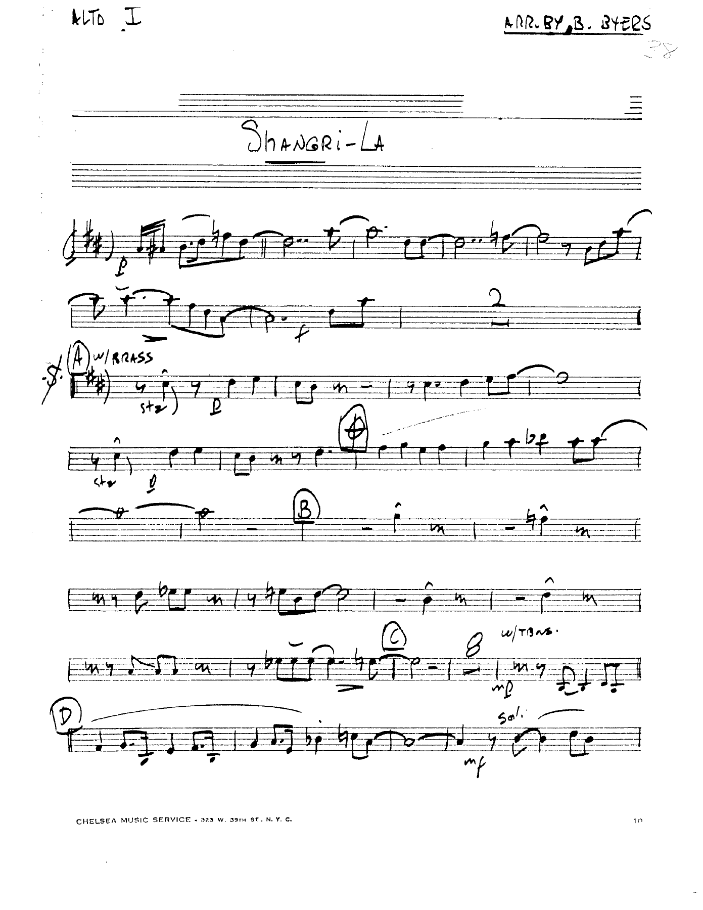 Shangri-La (B.Byers) C.Basie — ビッグバンド sheet music by Billy Byers | Jazz Standard