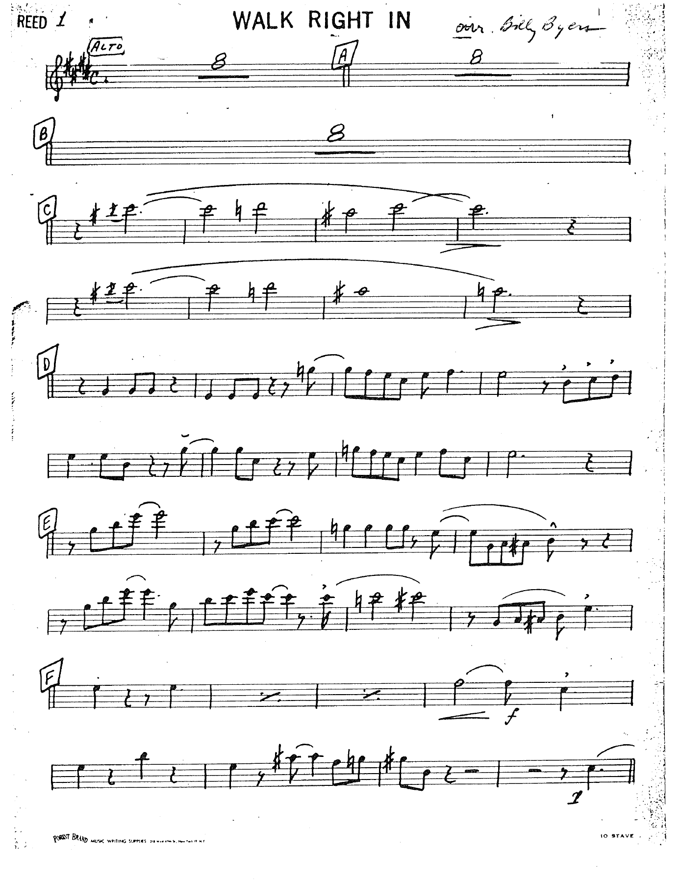Walk Right In (B.Byers) C.Basie — sheet music preview